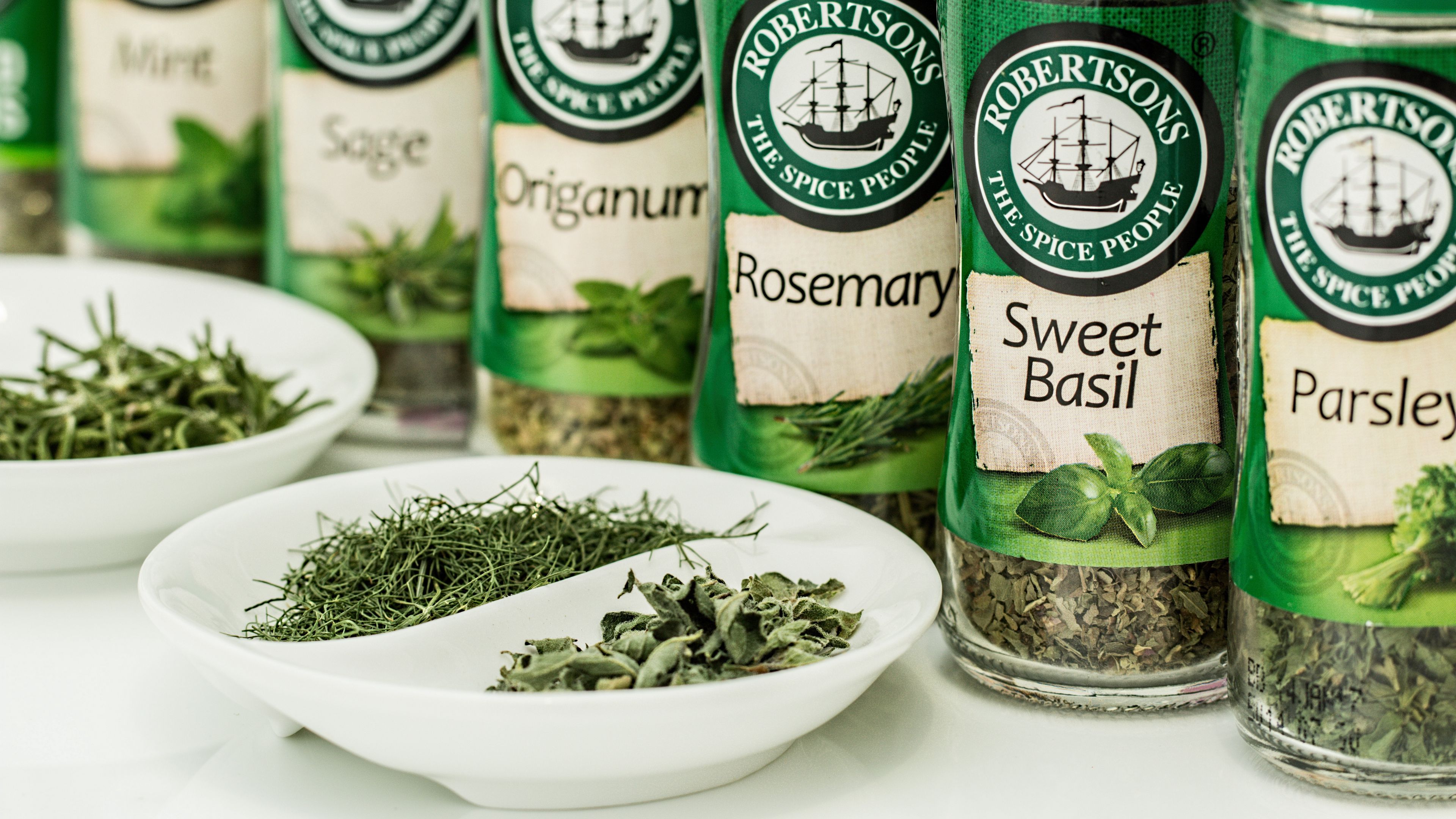 spices, marjoram, fennel, parsley, sage, thyme, 4k, HD Wallpaper