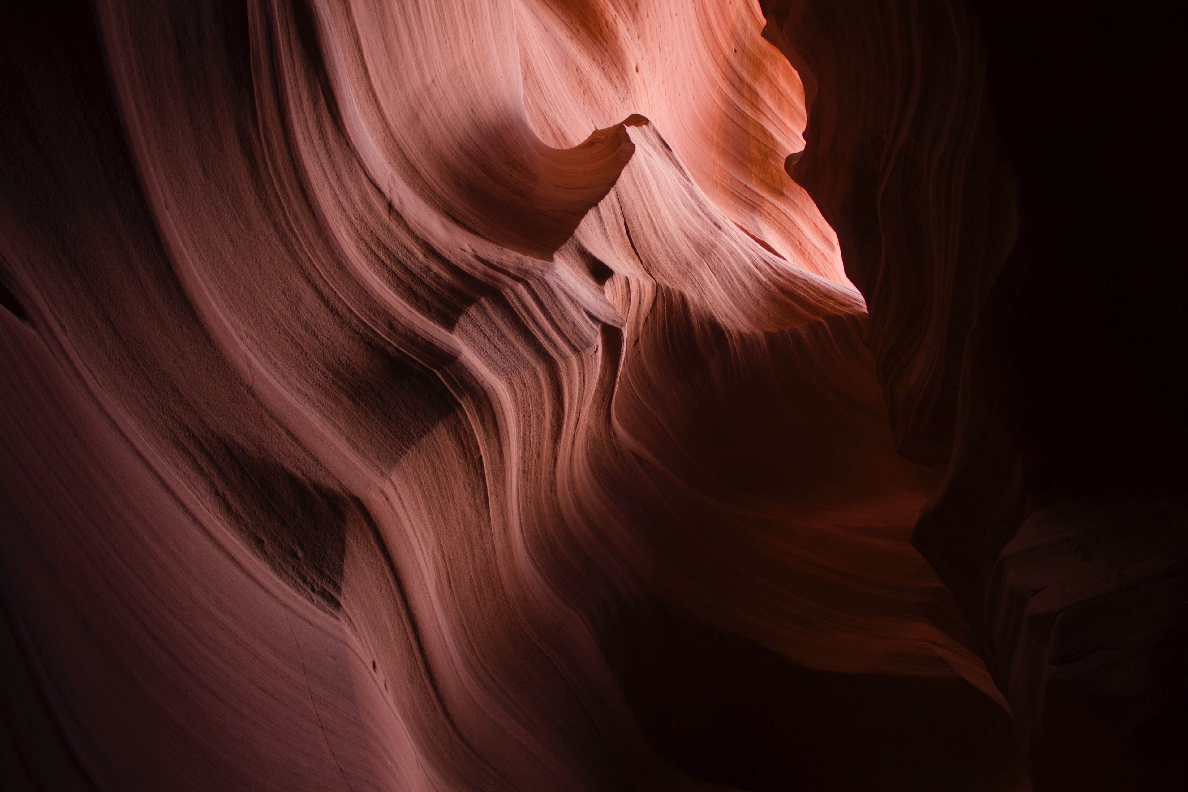 wavy patterns inside an orange sandstone cave, sandstone patterns 4k, HD Wallpaper
