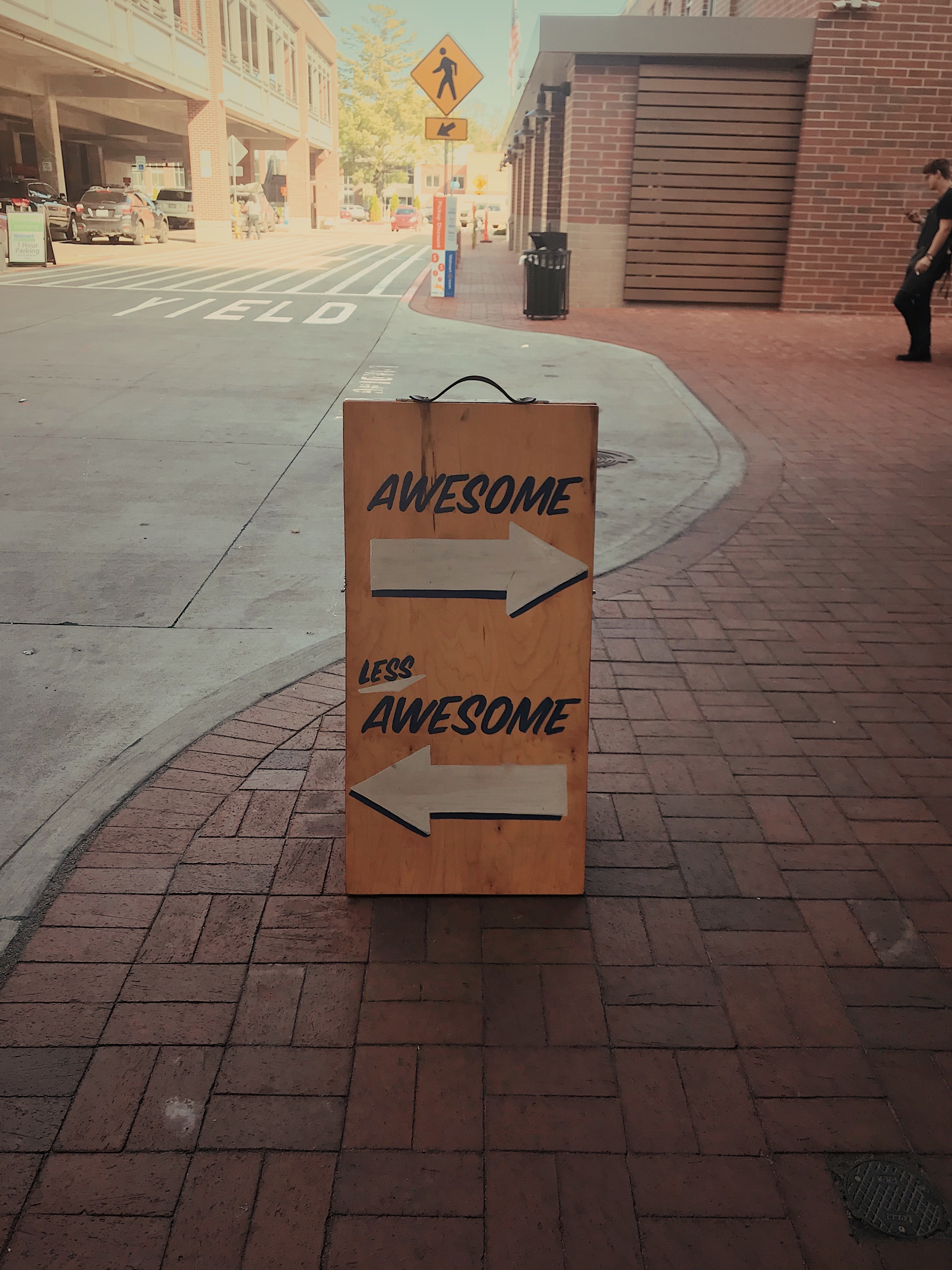 street pavement brick and sign hd, 4k, Phone HD Wallpaper