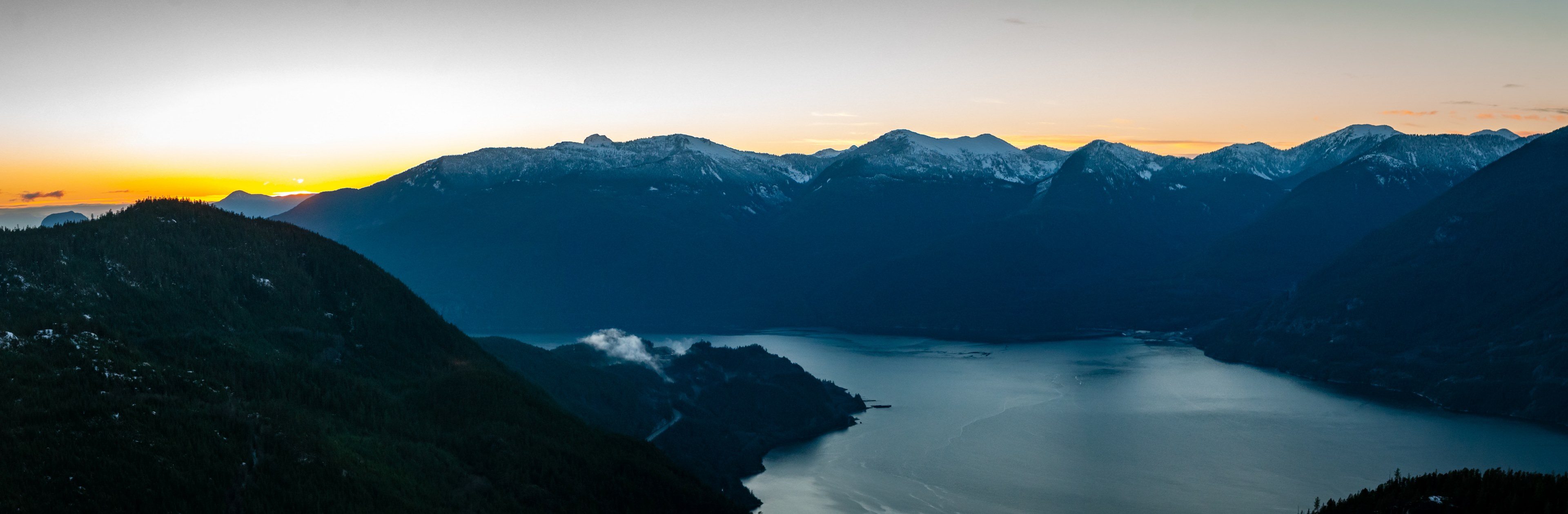 pano mountain view ocean and howe sound 4k, HD Wallpaper