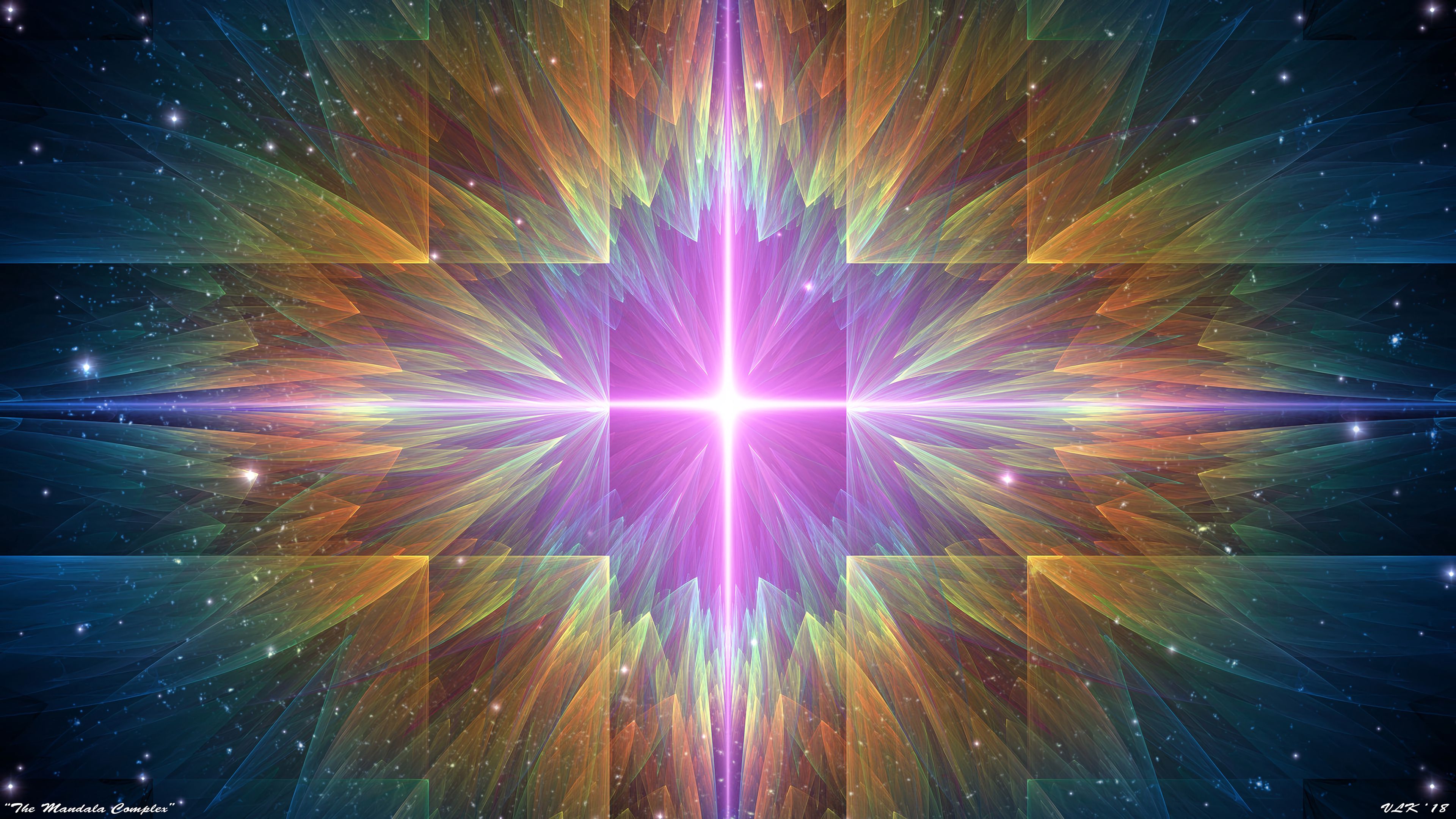 multicolored, glow, stars, 4k, HD Wallpaper