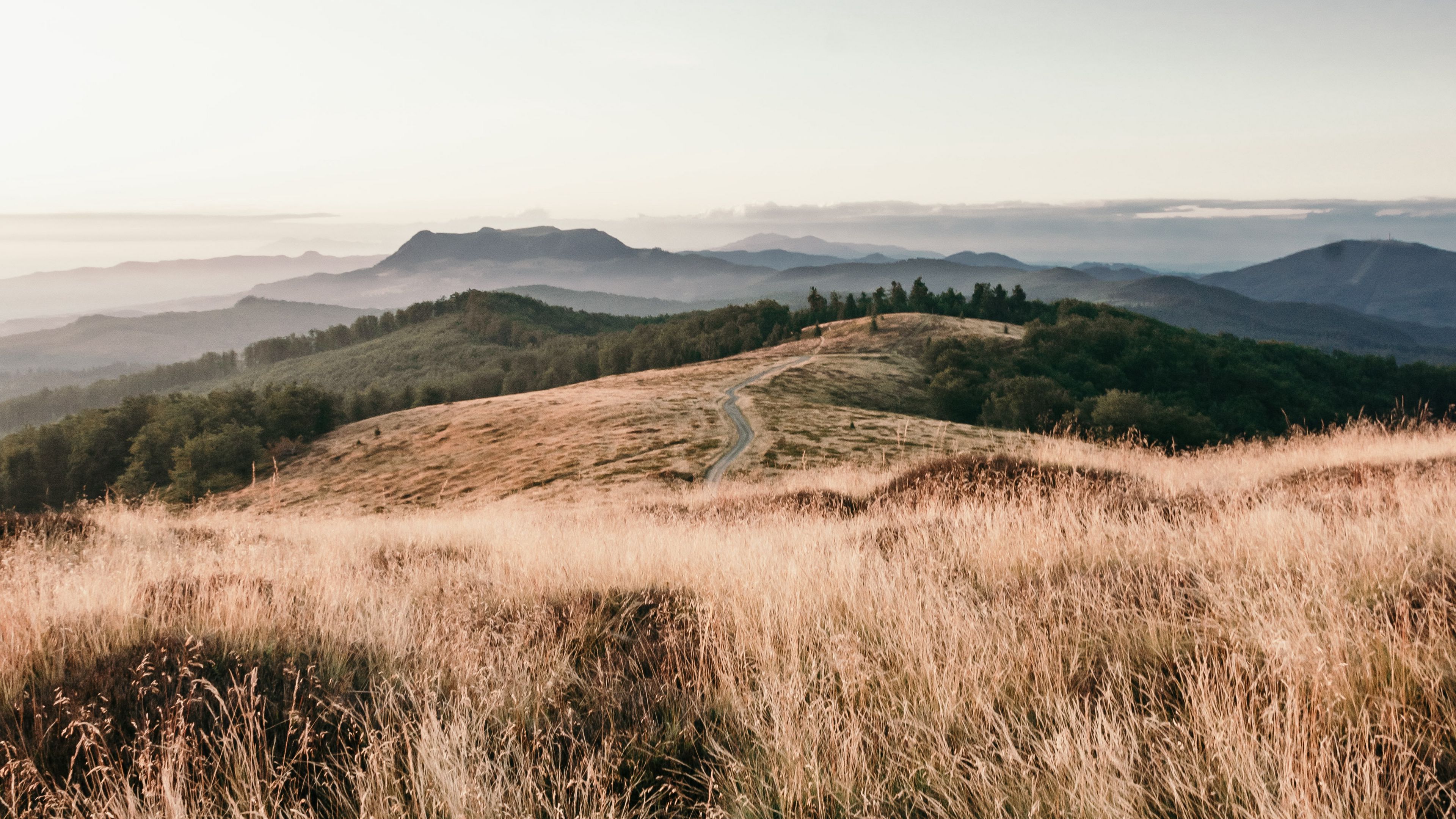 road, grass, mountains, sky, 4k, HD Wallpaper