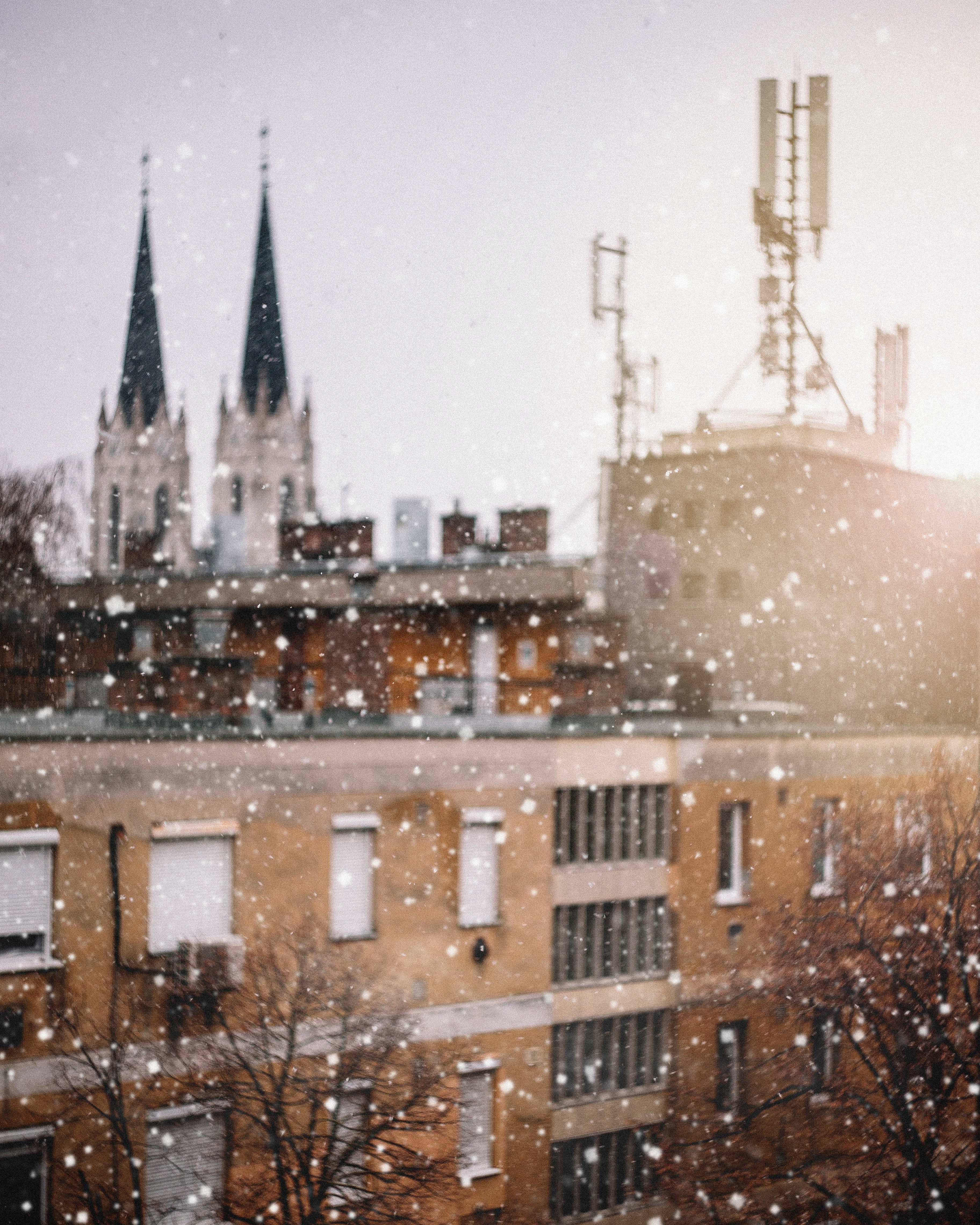 building architecture snow and snowing hd, 4k, Phone HD Wallpaper