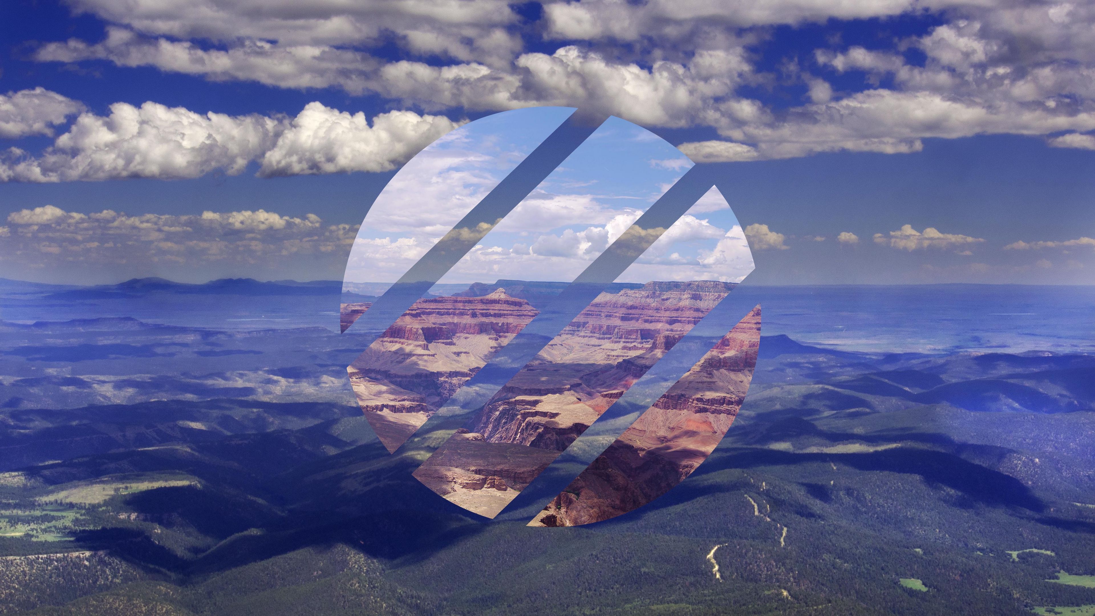 polyscapes, nature, mountains, circle, relief, 4k, HD Wallpaper