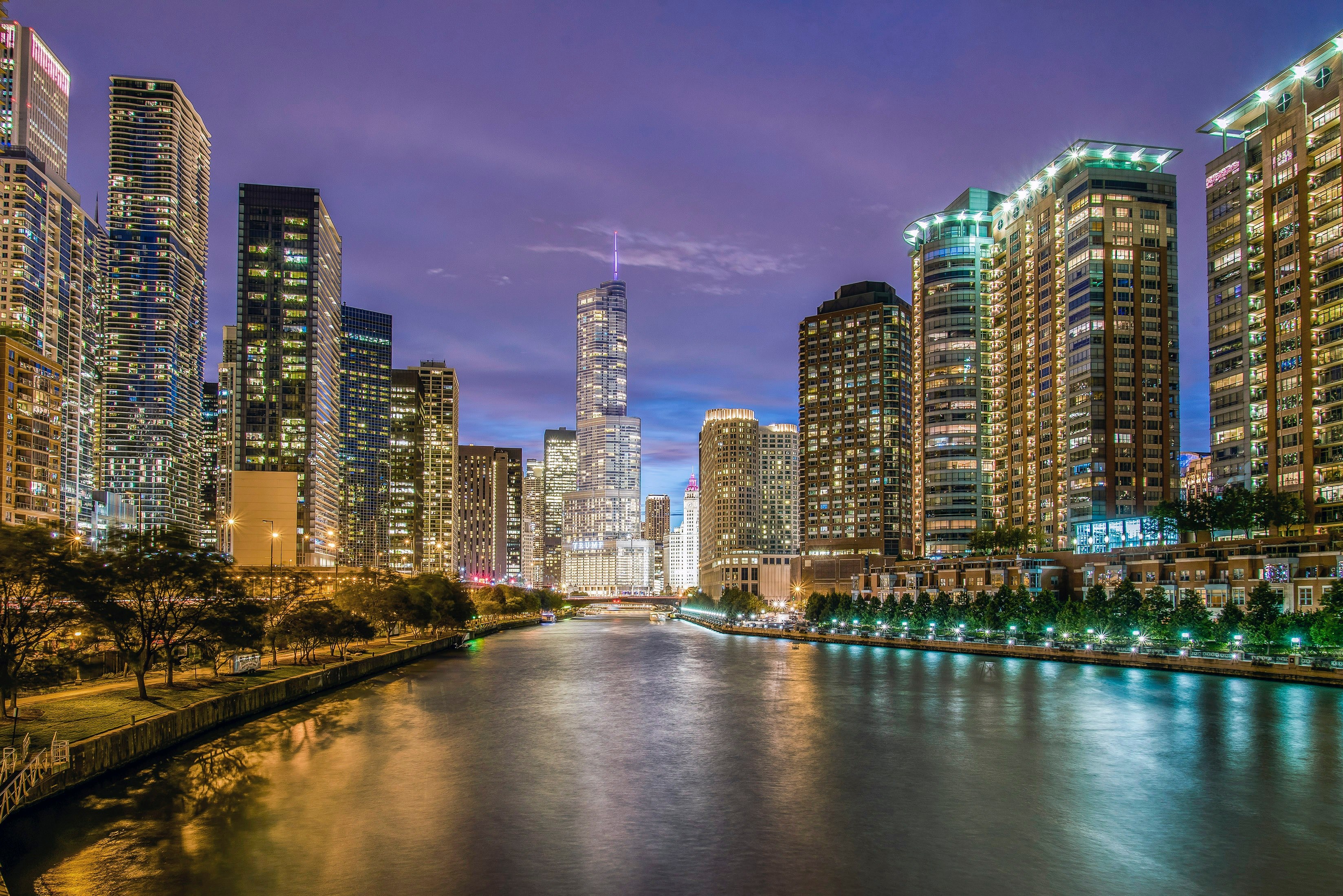 river skyscraper skyline and cityscape 4k, HD Wallpaper
