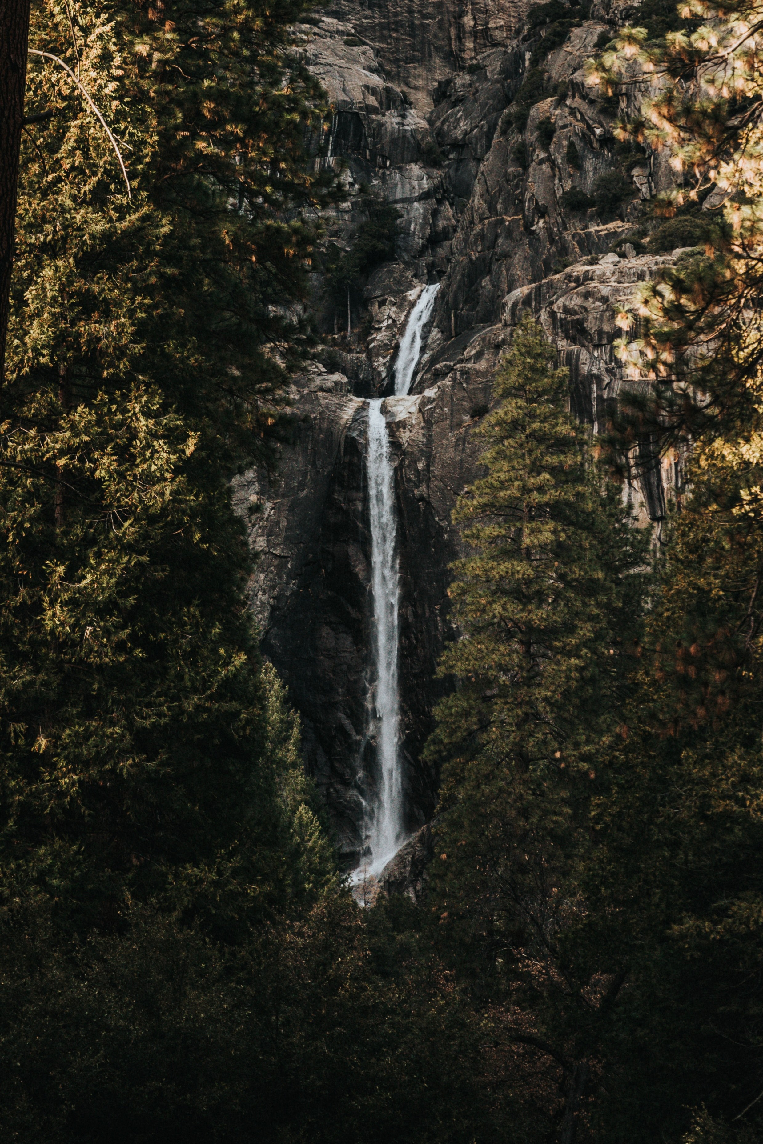 waterfall rock cliff and mountain hd, 4k, Phone HD Wallpaper