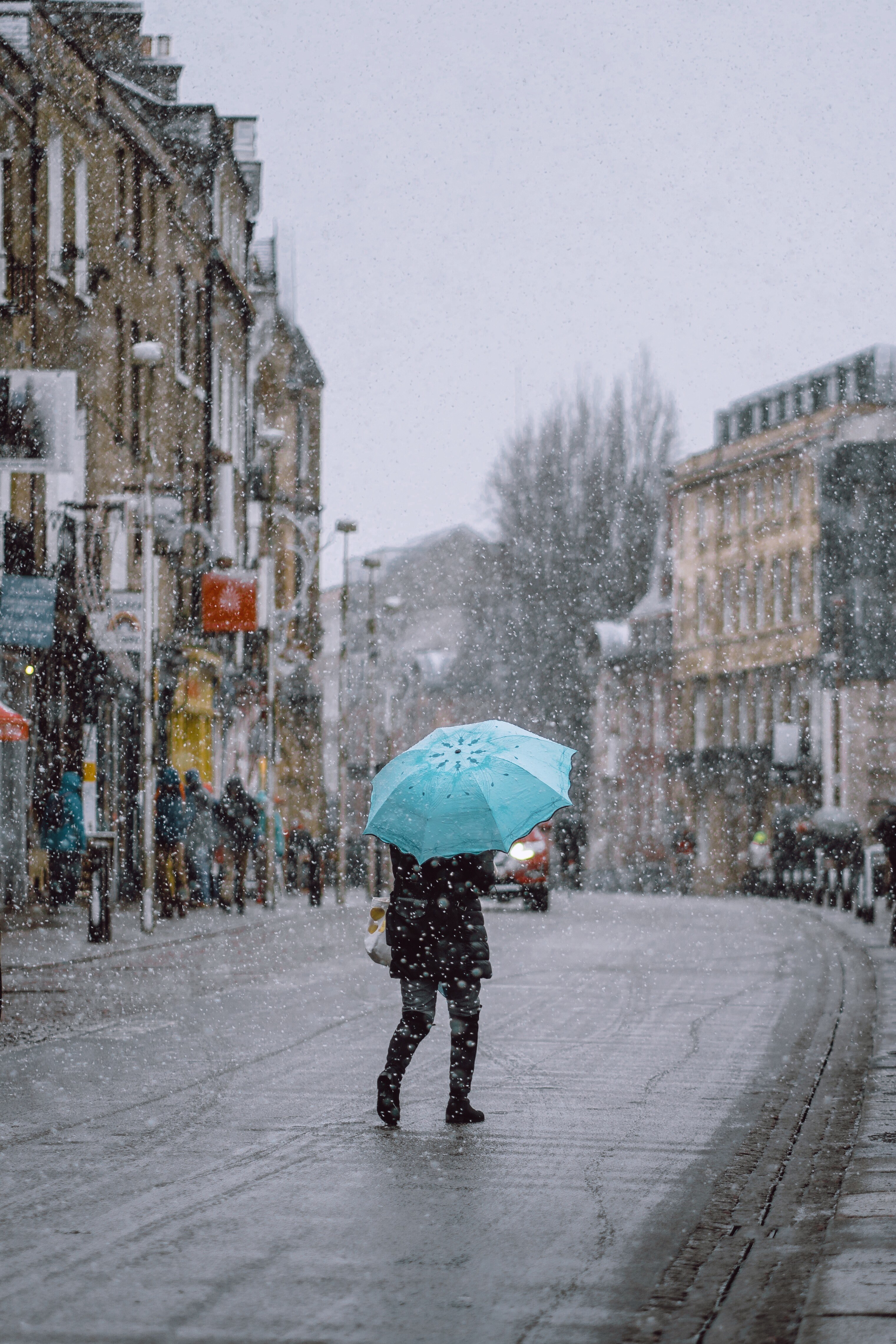 city urban snow and snowing hd, 4k, Phone HD Wallpaper