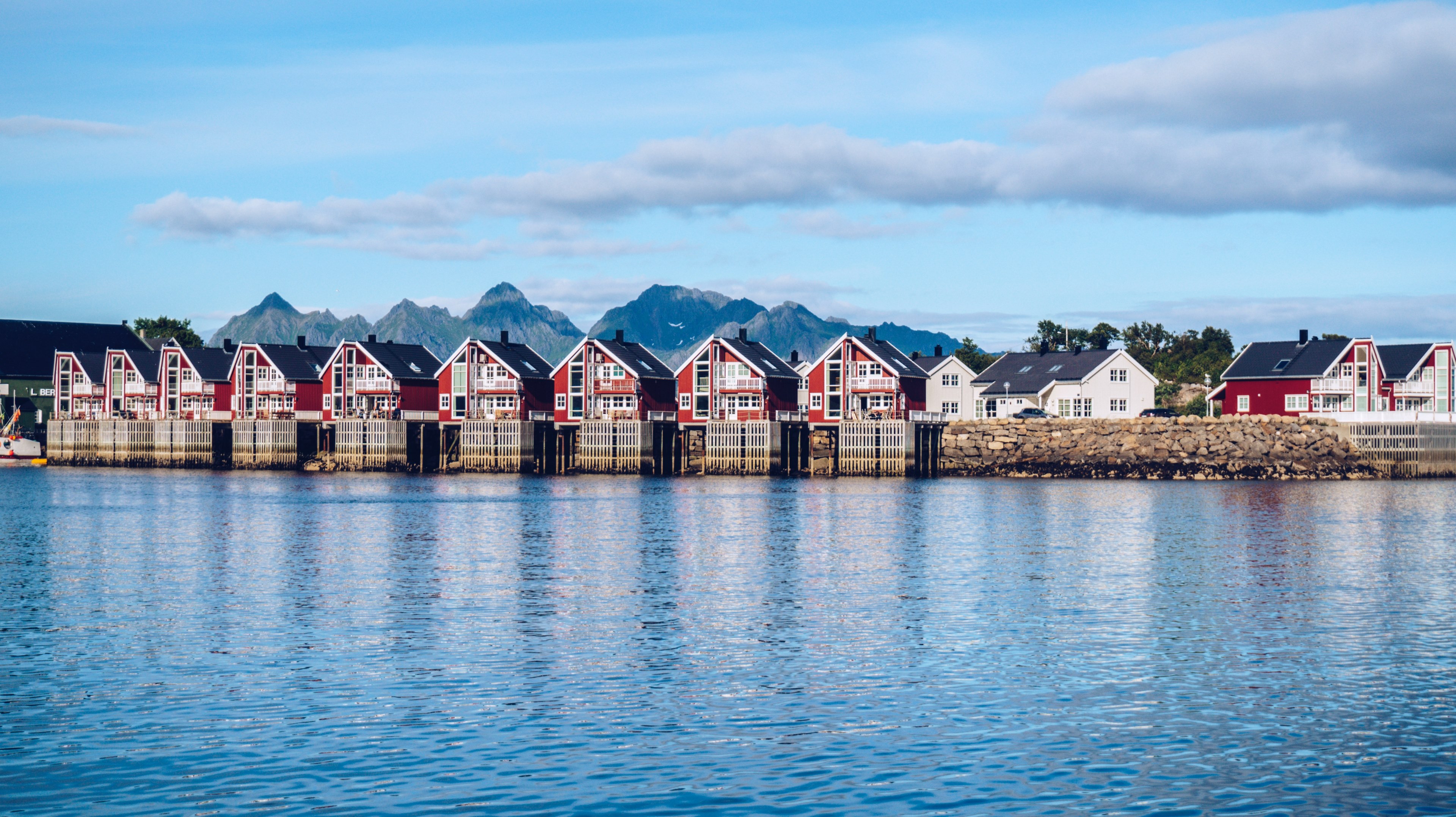 svolvr lofoten norway and rorbu 4k, HD Wallpaper