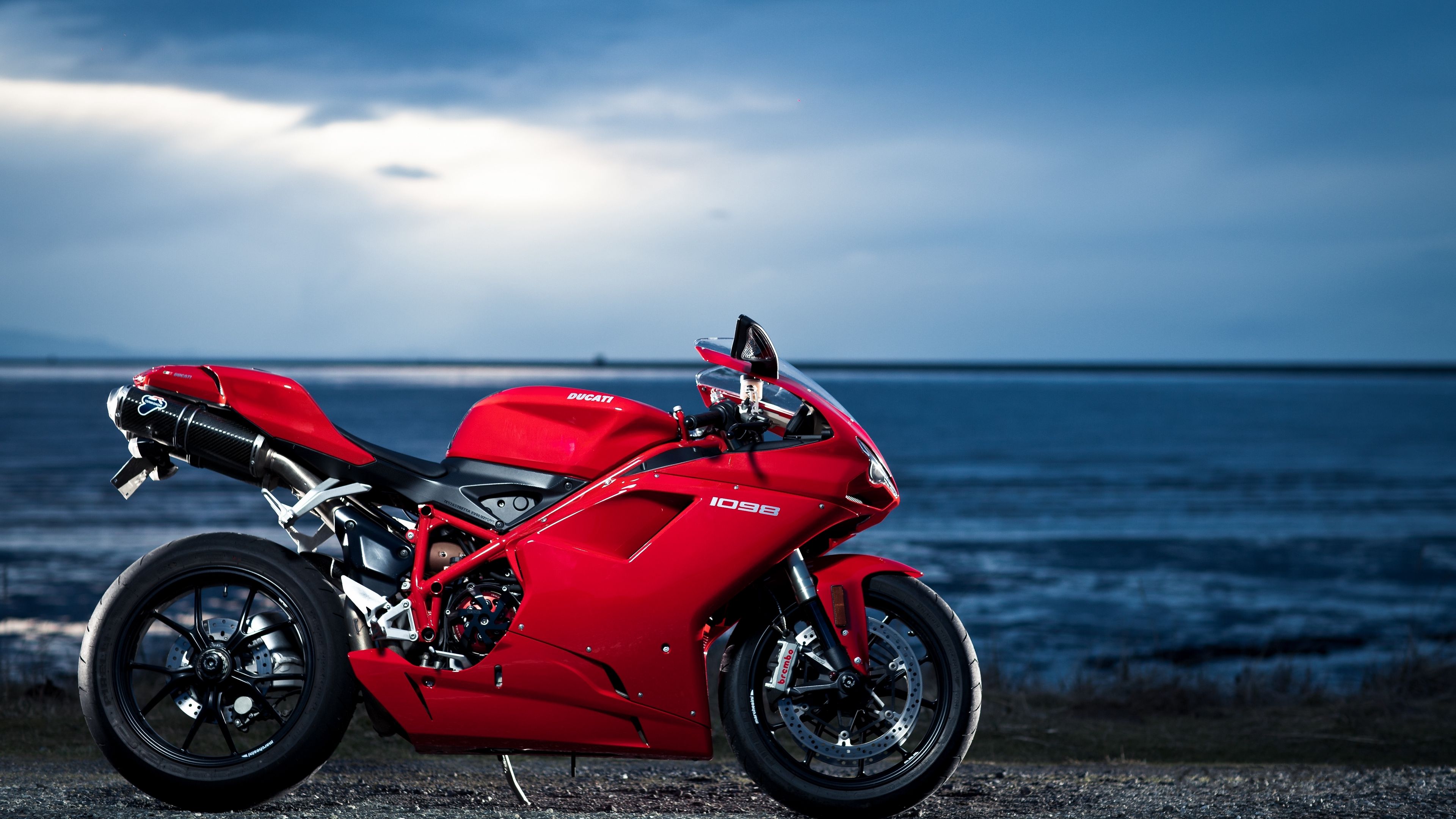 ducati, 1098, motorcycle, sea, red, 4k, HD Wallpaper