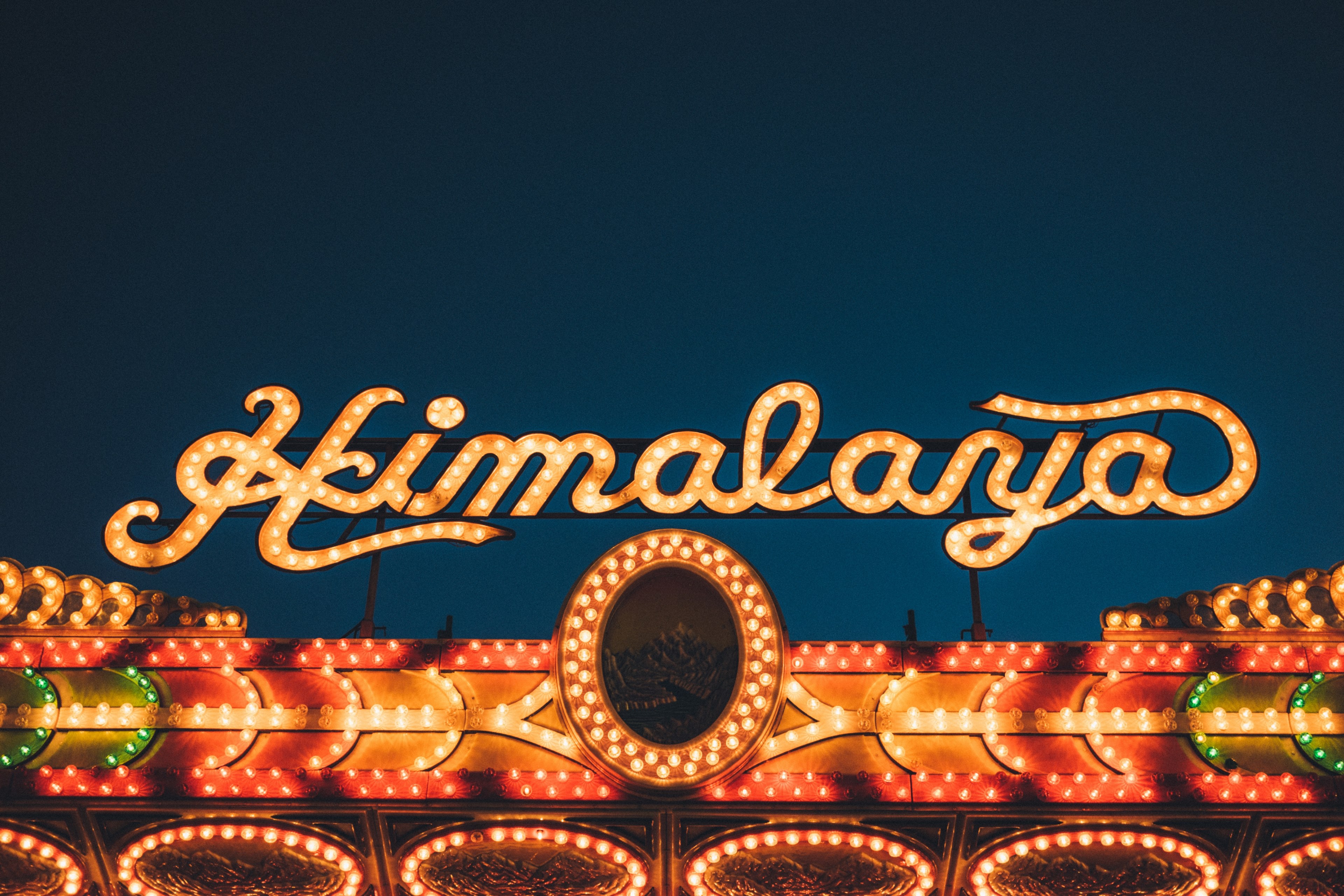fair ride sign and neon 4k, HD Wallpaper