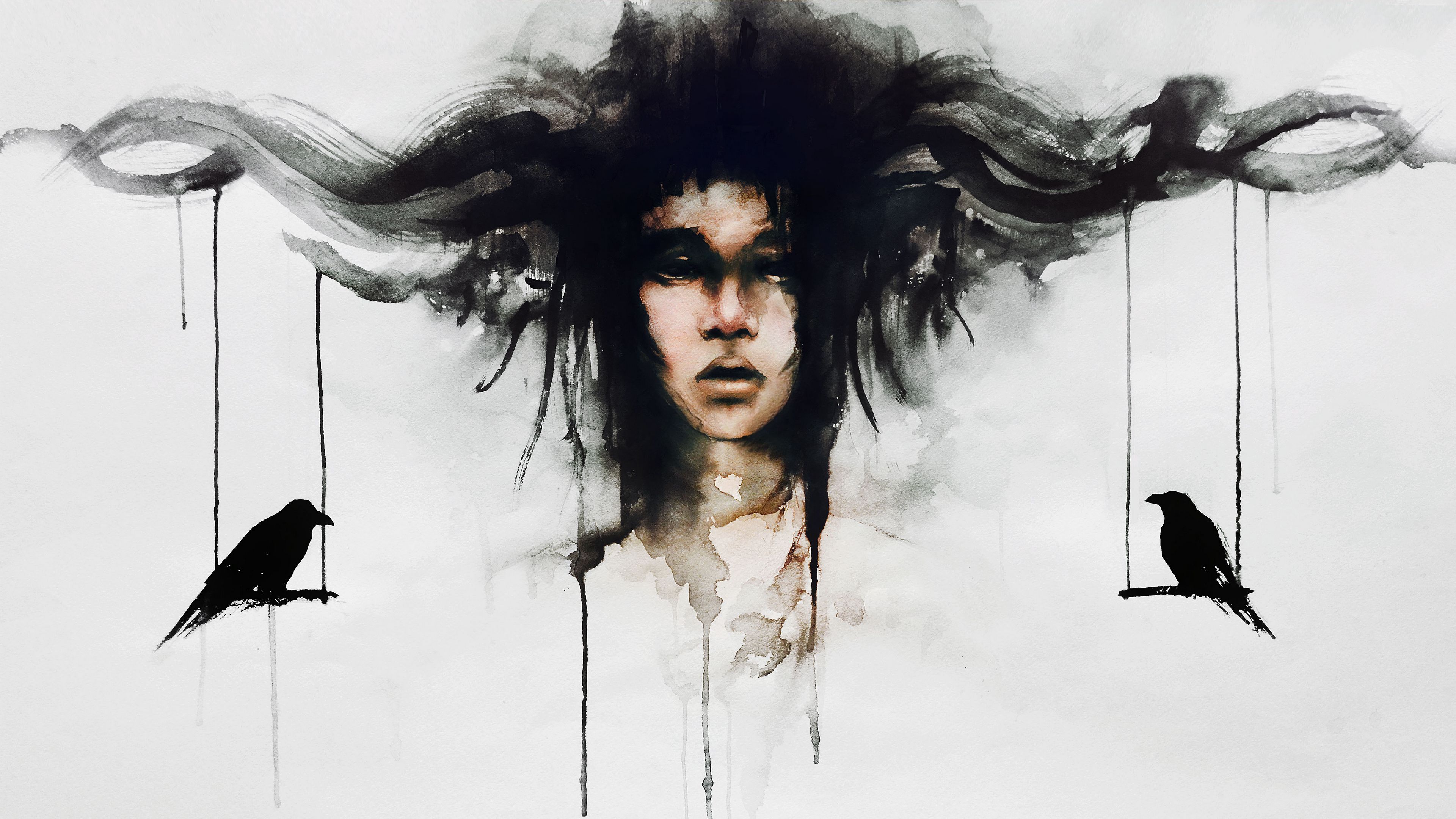 art, face, bird, fantasy, imagination, 4k, HD Wallpaper