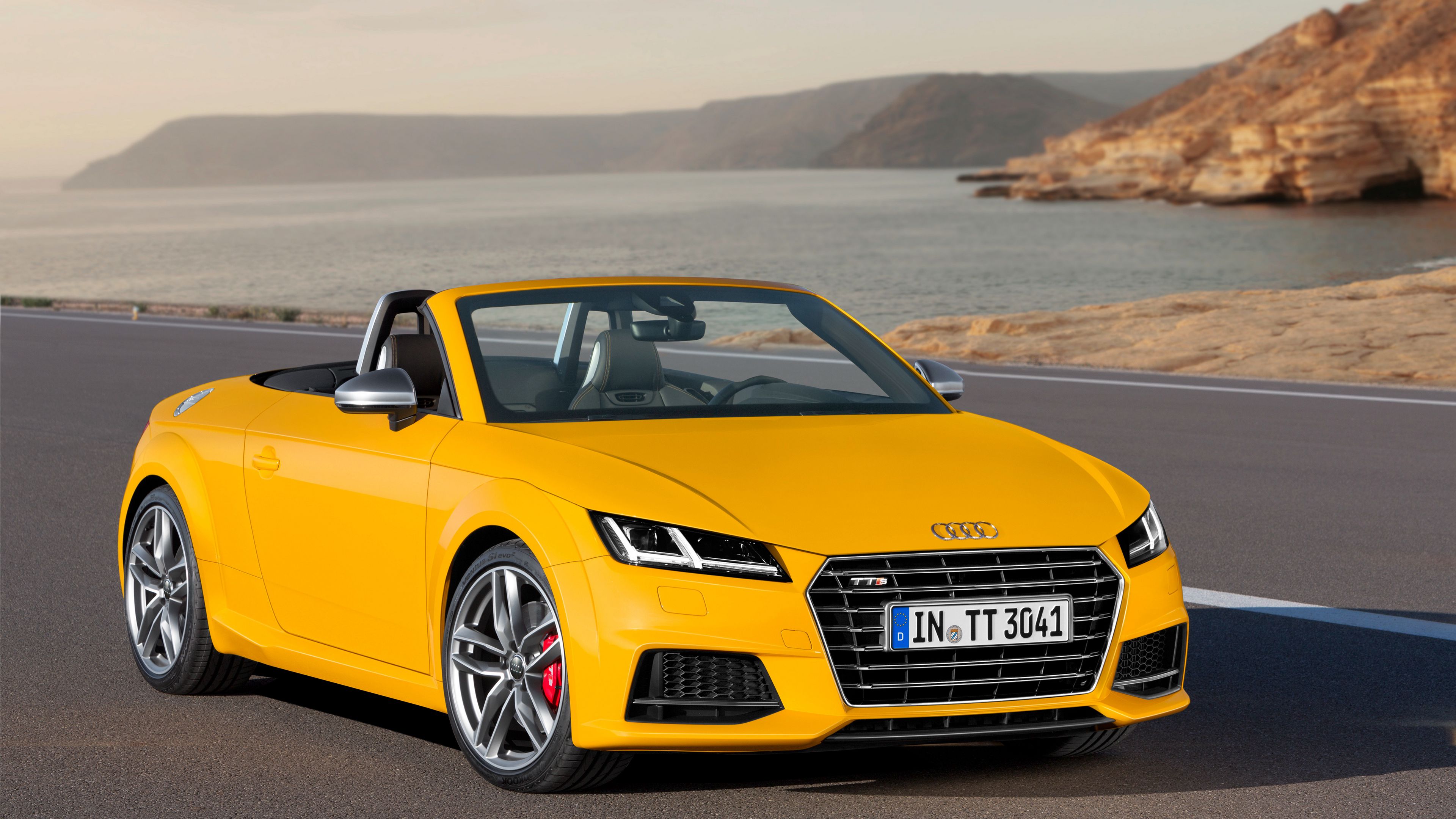 audi, tts, tt, yellow, roadster, 2014, 4k, HD Wallpaper