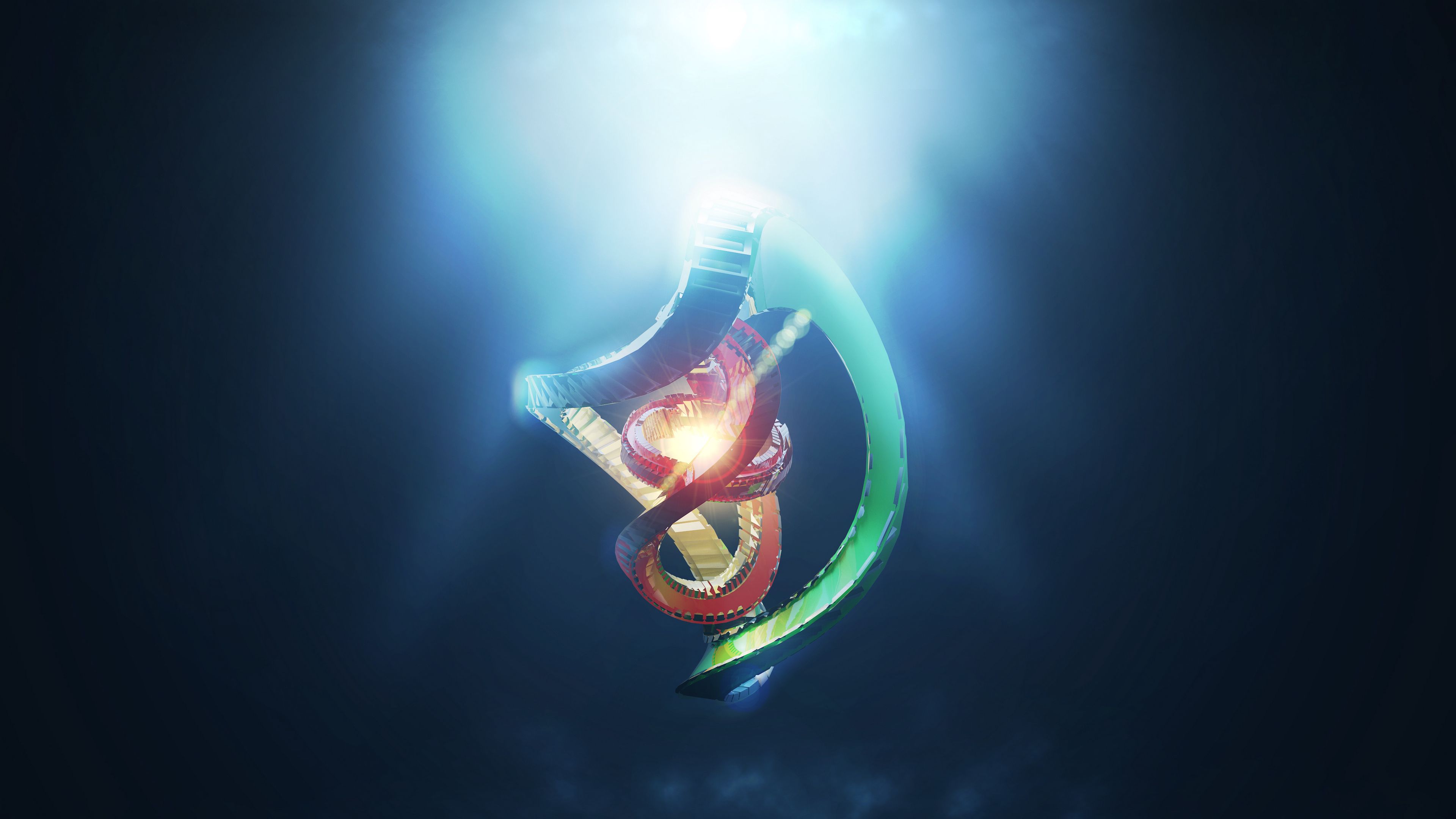 spiral, render, radiance, shine, 4k, HD Wallpaper