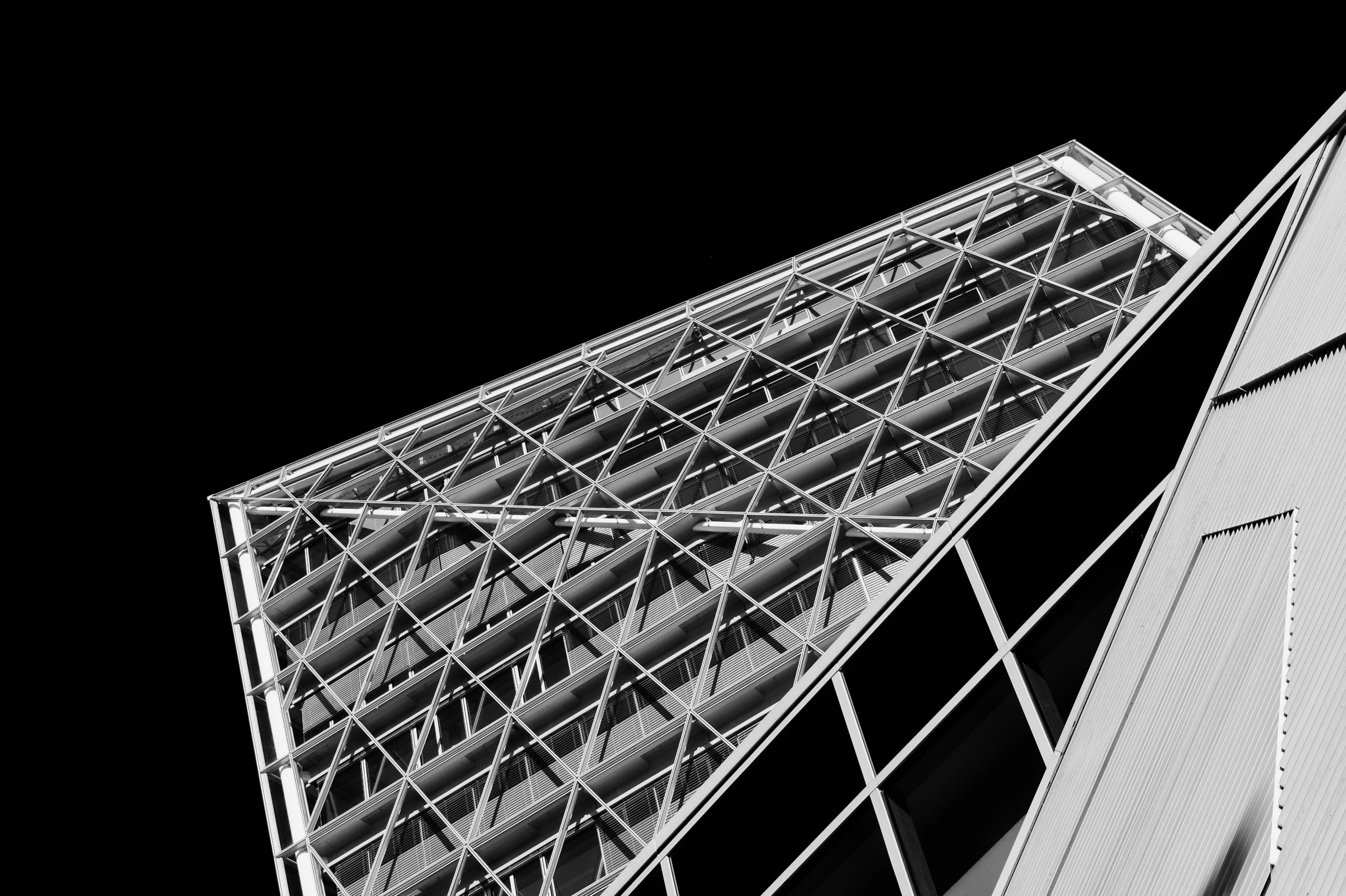 structure architecture building and black and white 4k, HD Wallpaper
