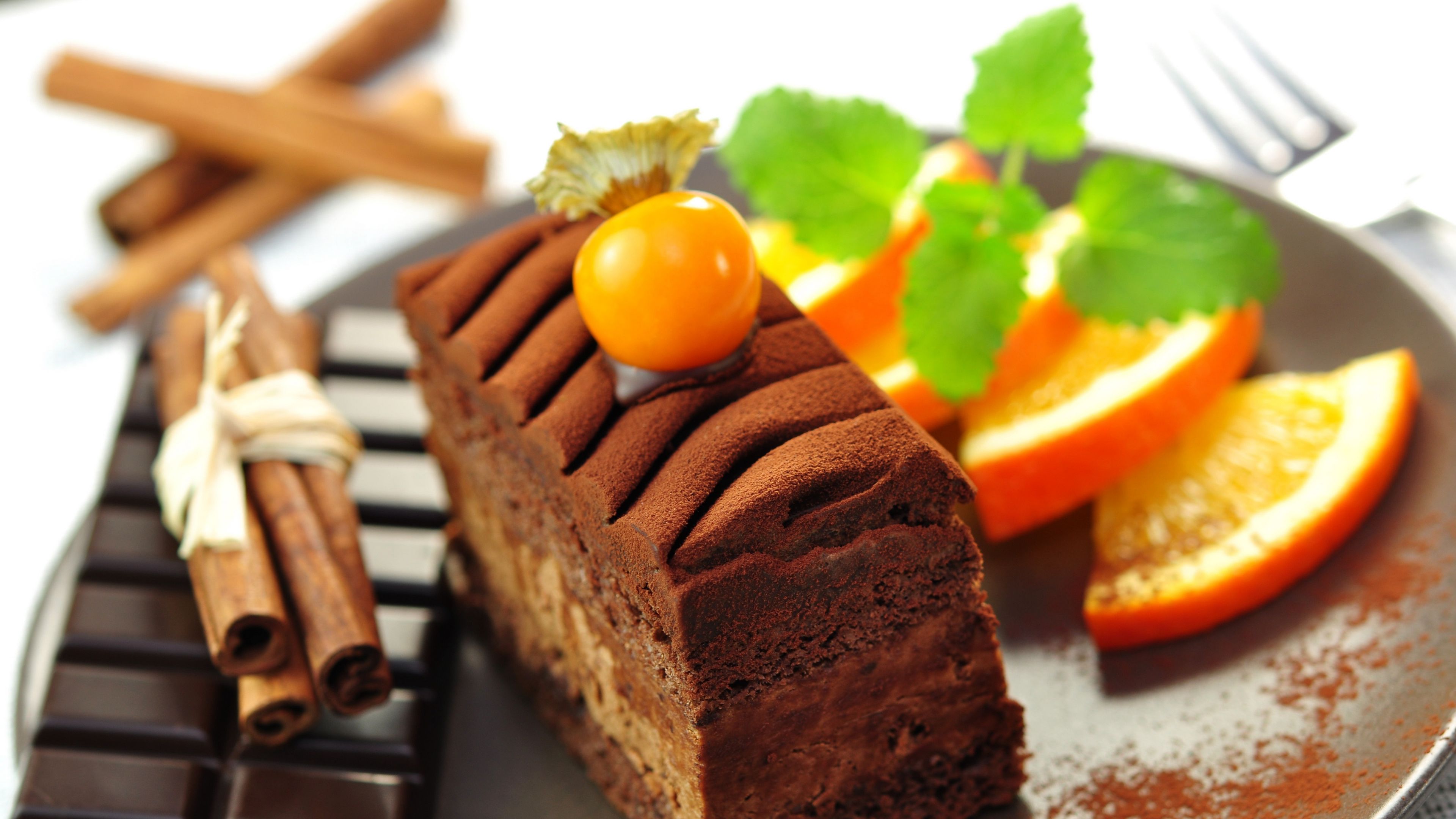 cake, cinnamon, citrus, decoration, 4k, HD Wallpaper
