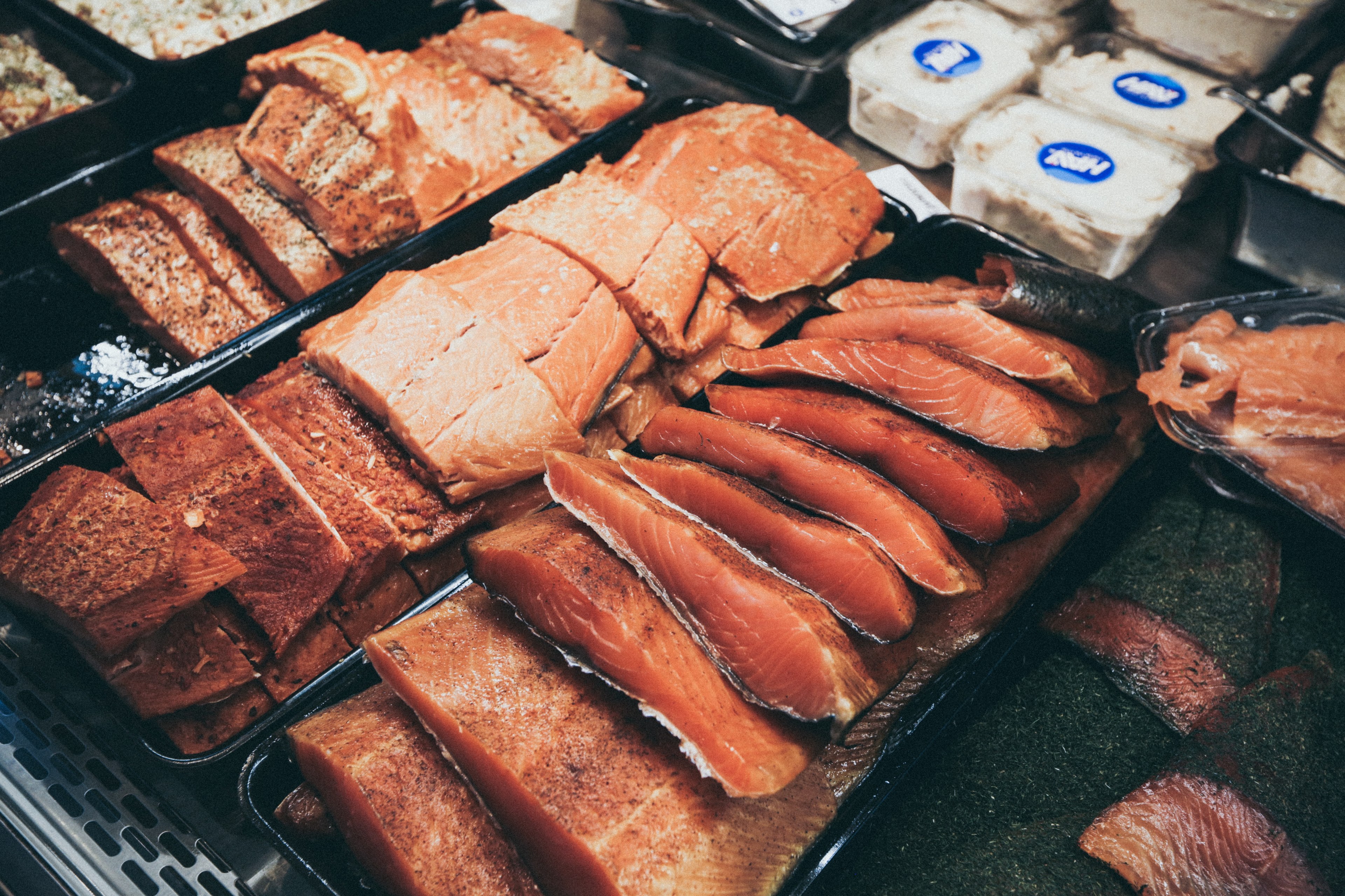 fish market copenhagen salmon 4k, HD Wallpaper