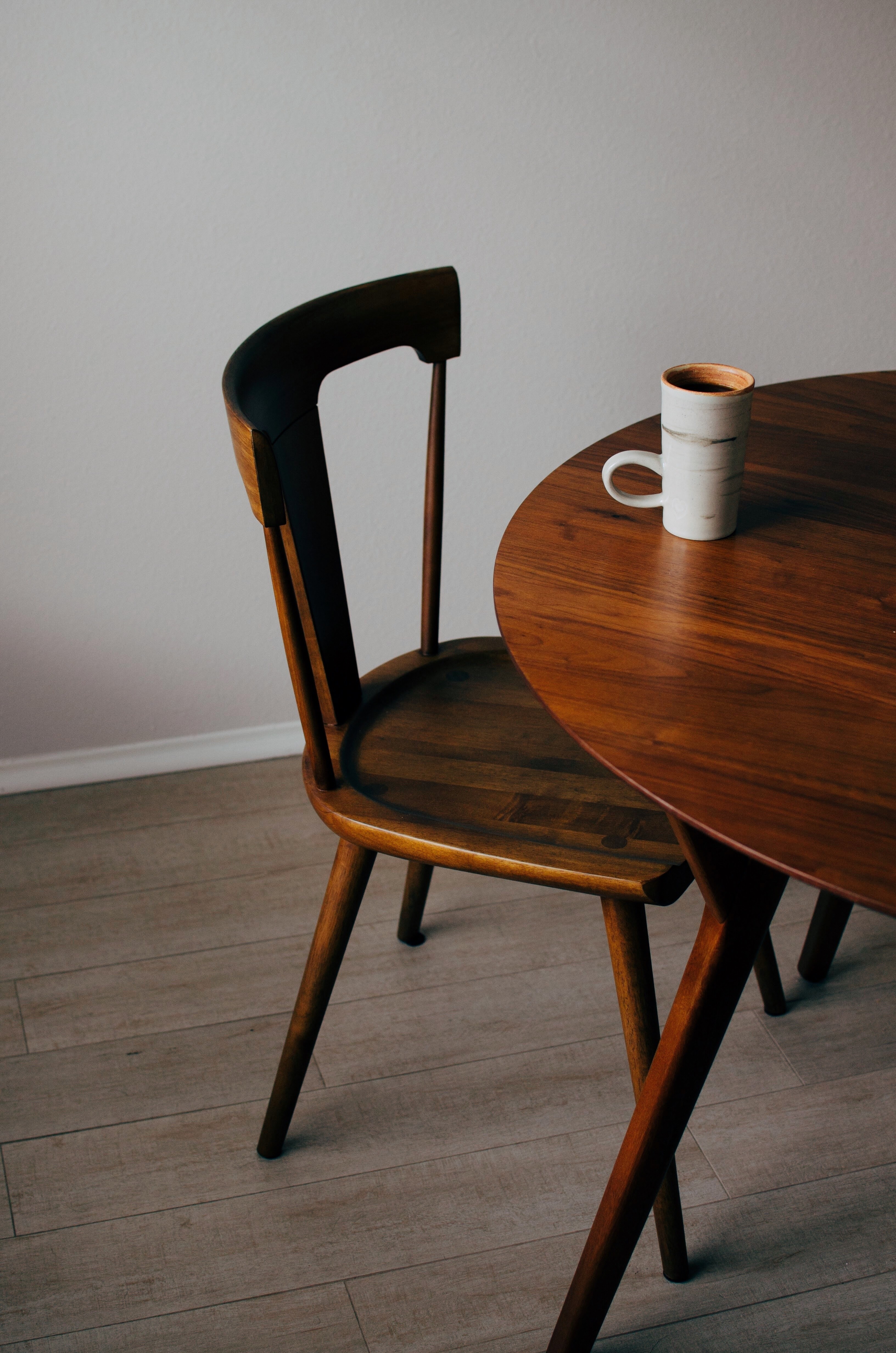 chair table furniture and cup hd, 4k, Phone HD Wallpaper