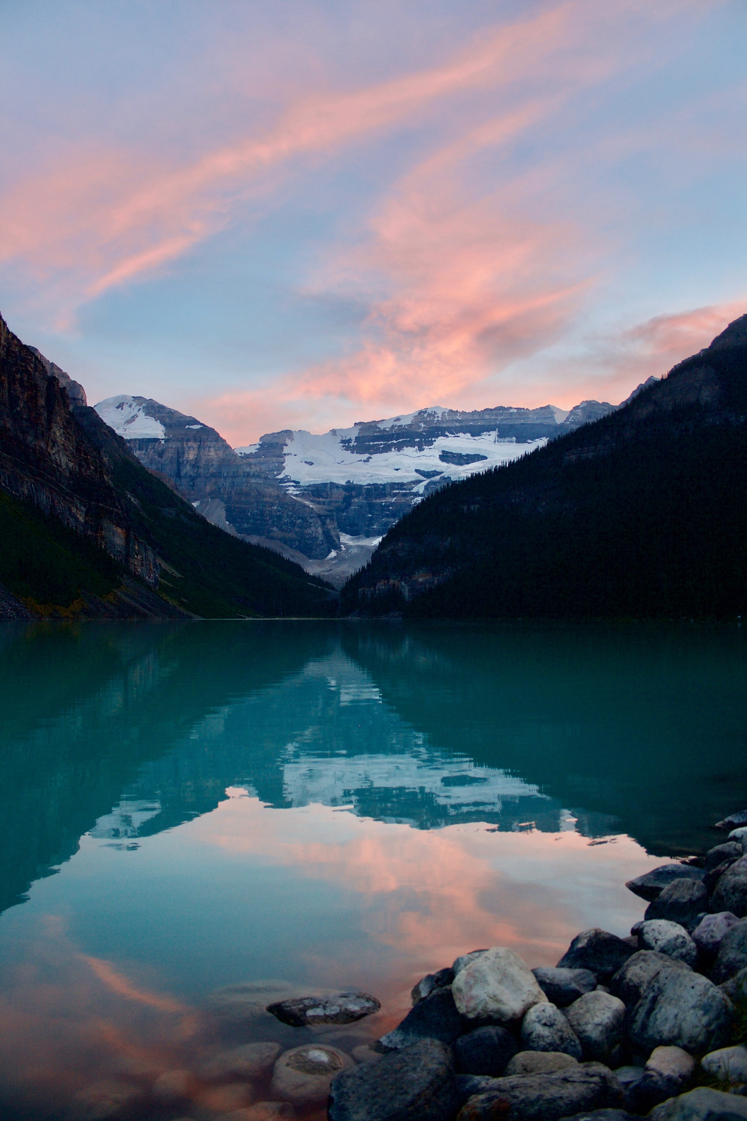 lake reflection landscape and skyline hd, 4k, Phone HD Wallpaper