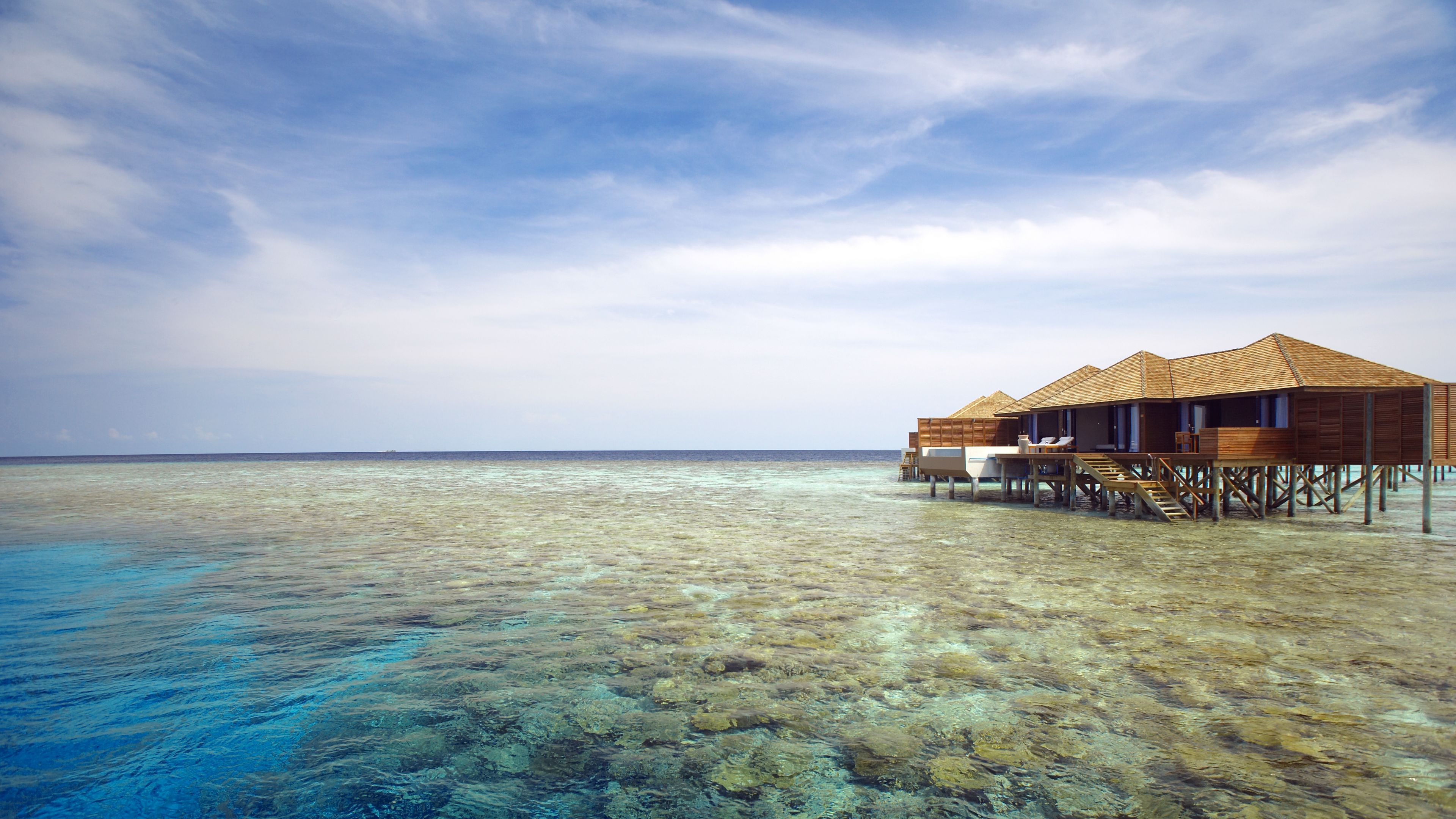 maldives, tropical, bungalows, 4k, HD Wallpaper