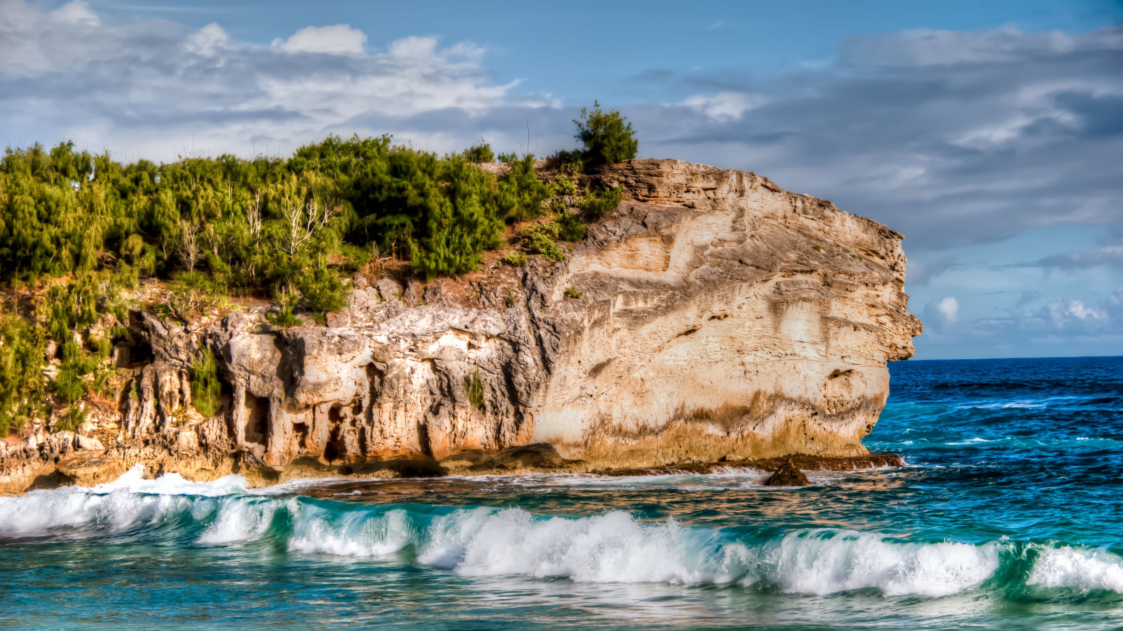 beach, rock, sea, surf, 4k, HD Wallpaper