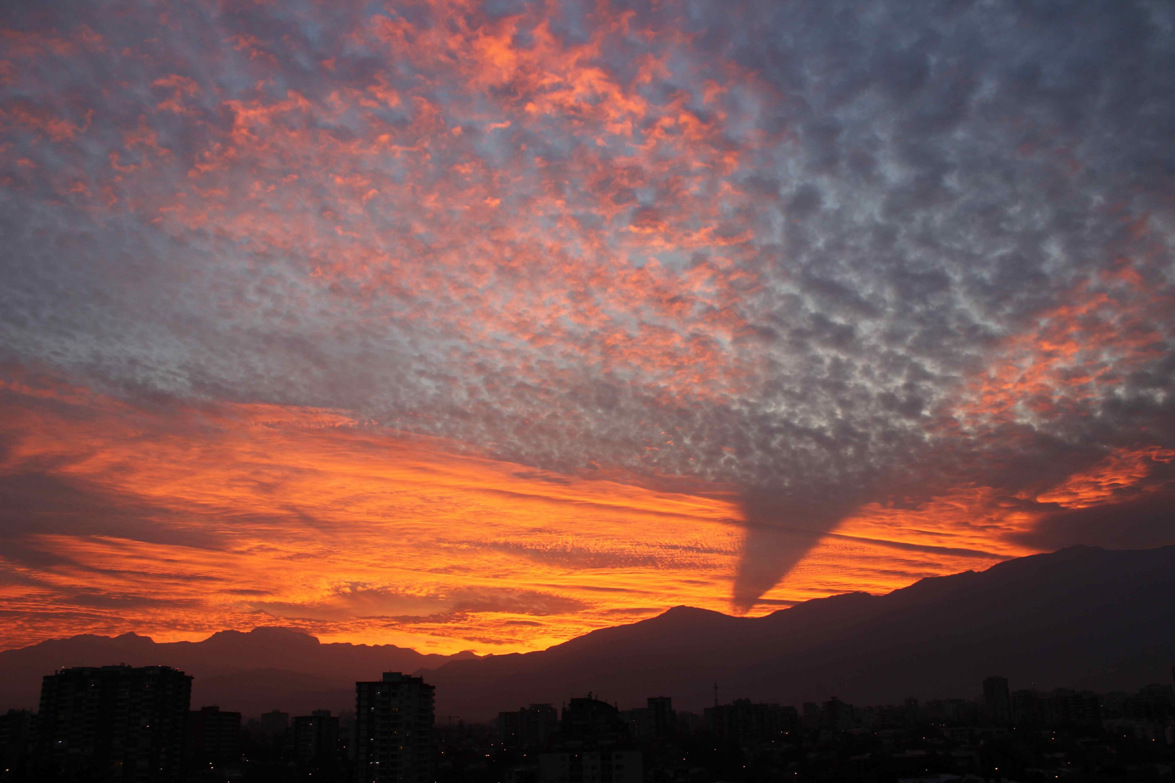 moody sunset in santiago with deep orange and cloudscape, mountain sunset in santiago_ 4k, HD Wallpaper