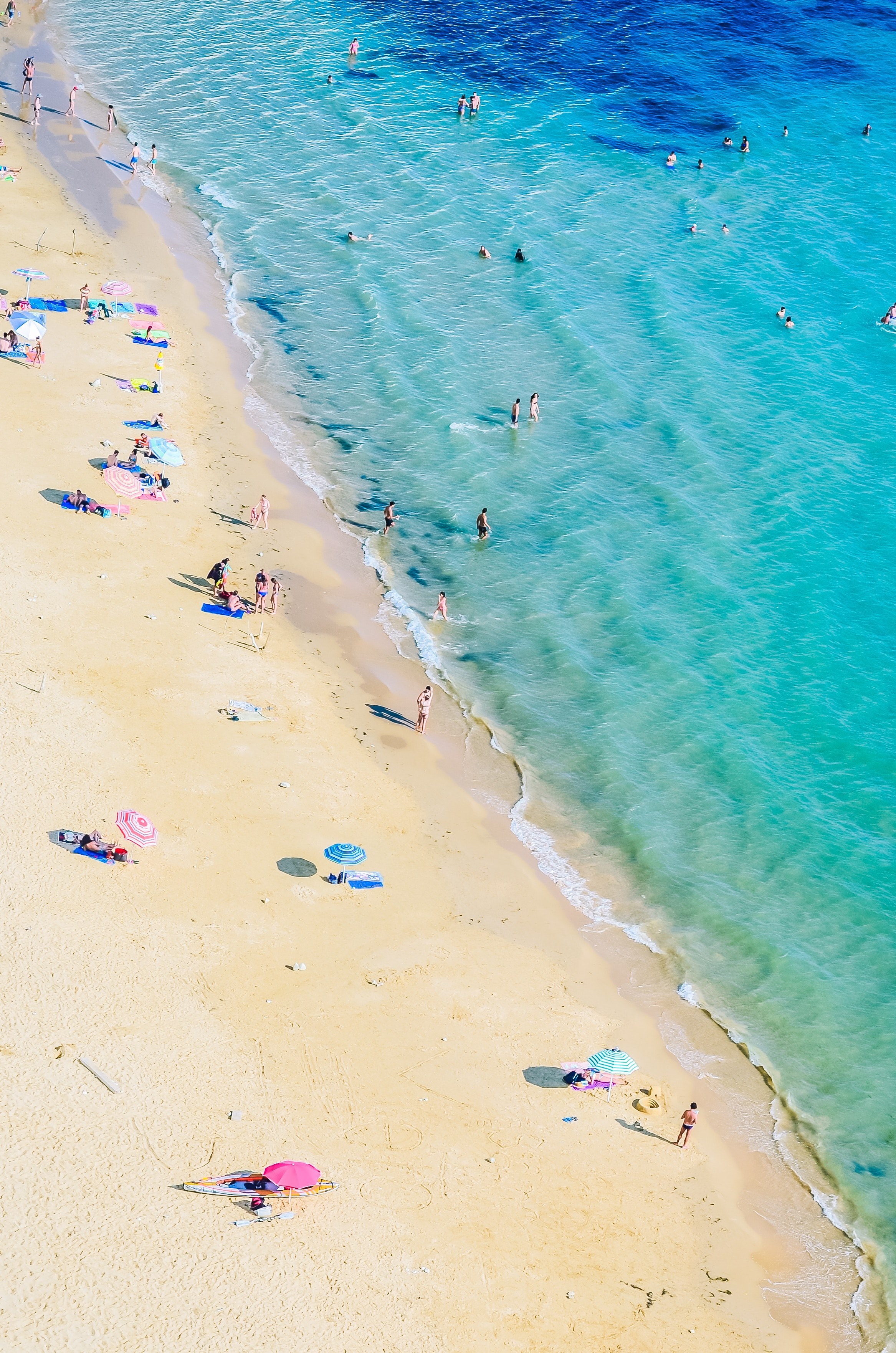 beach surf umbrellas and parasols hd, 4k, Phone HD Wallpaper