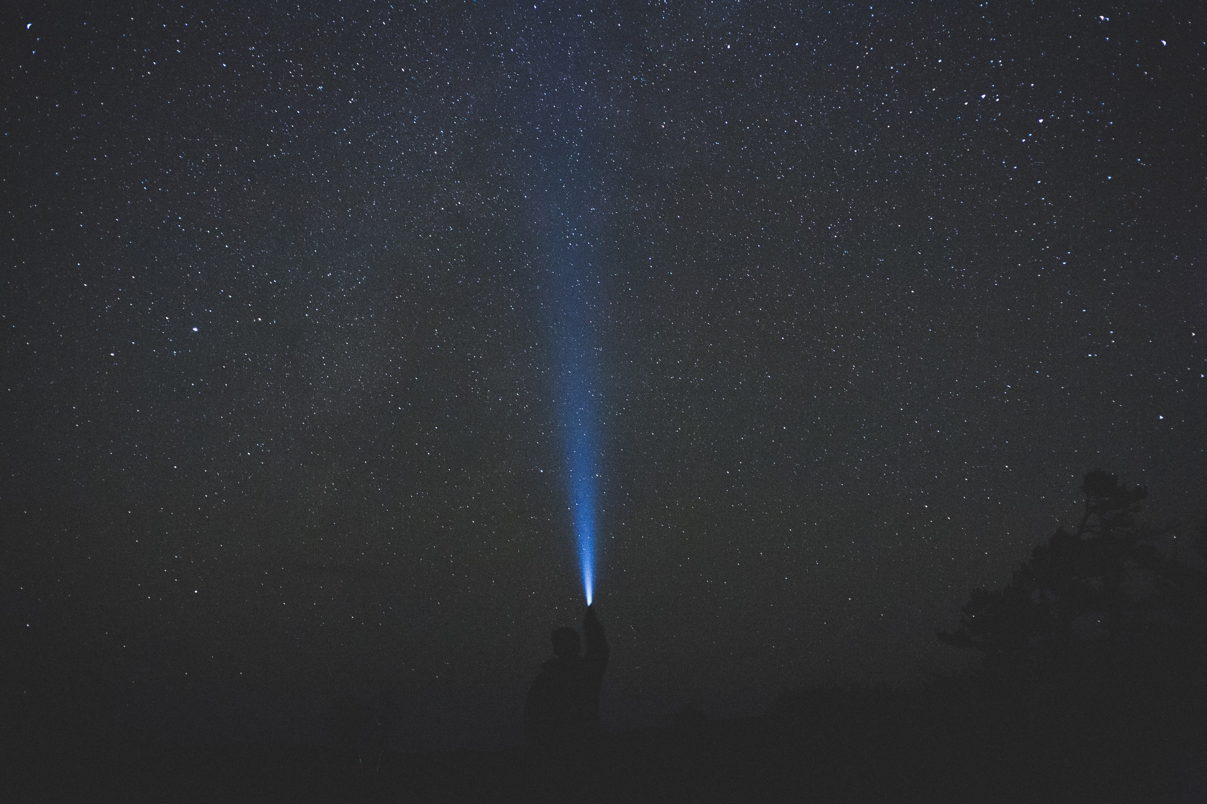 a man shines a flashlight into the starry night sky at samuel de champlain provincial park, _stars samuel de champlain park 4k, HD Wallpaper