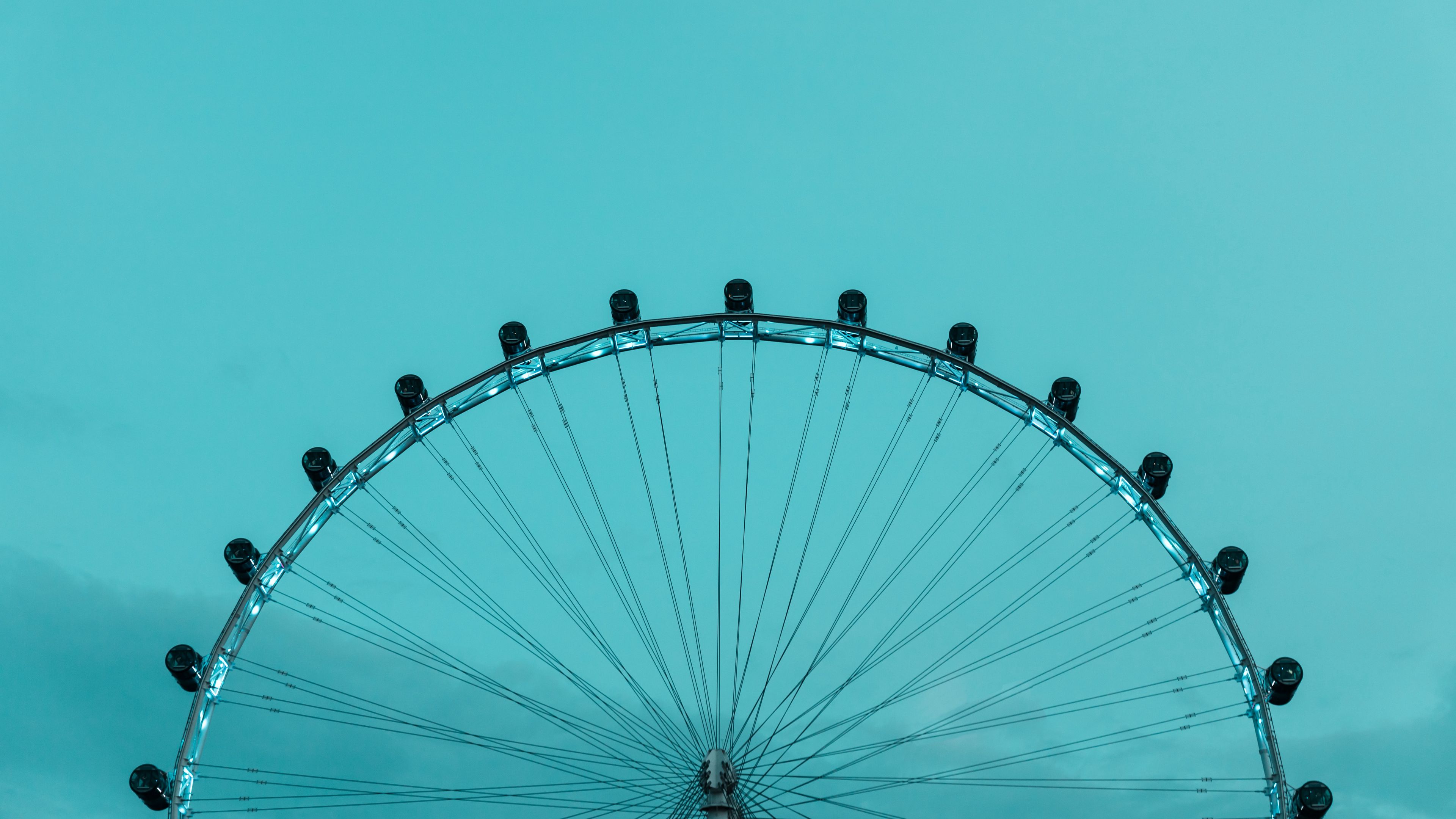 ferris wheel, sky, blue, 4k, HD Wallpaper