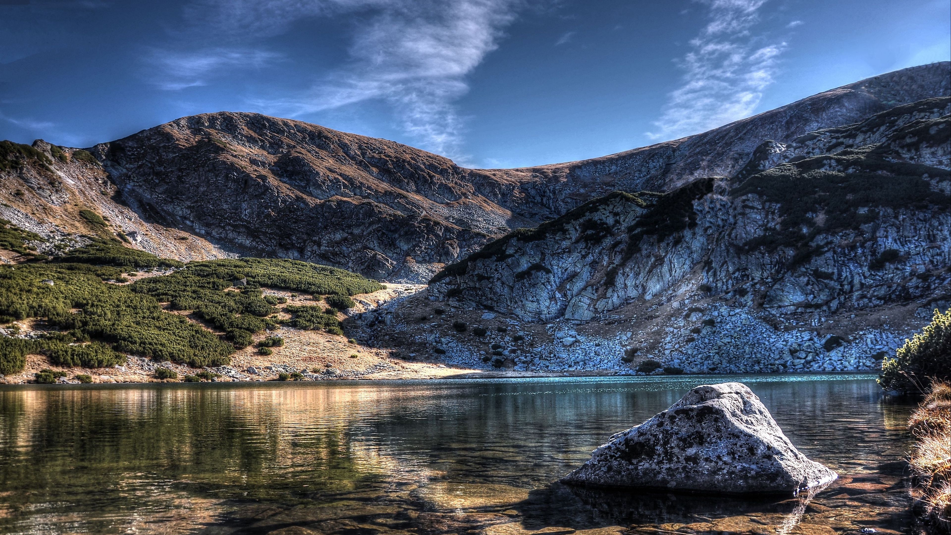 mountain, lake, sky, landscape, 4k, HD Wallpaper