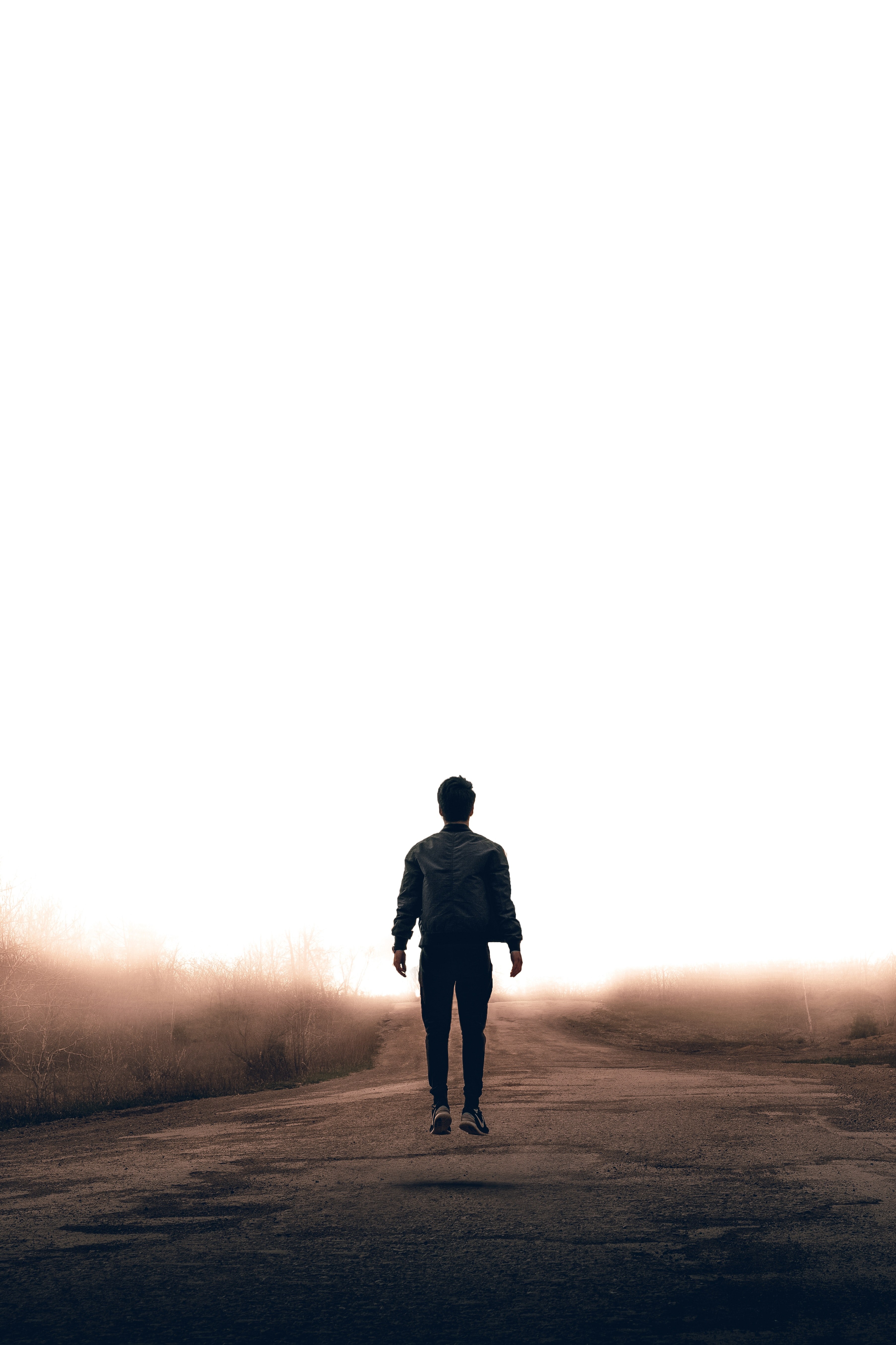silhouette of man jumping off an isolated country road, soul shift 4k, Phone HD Wallpaper