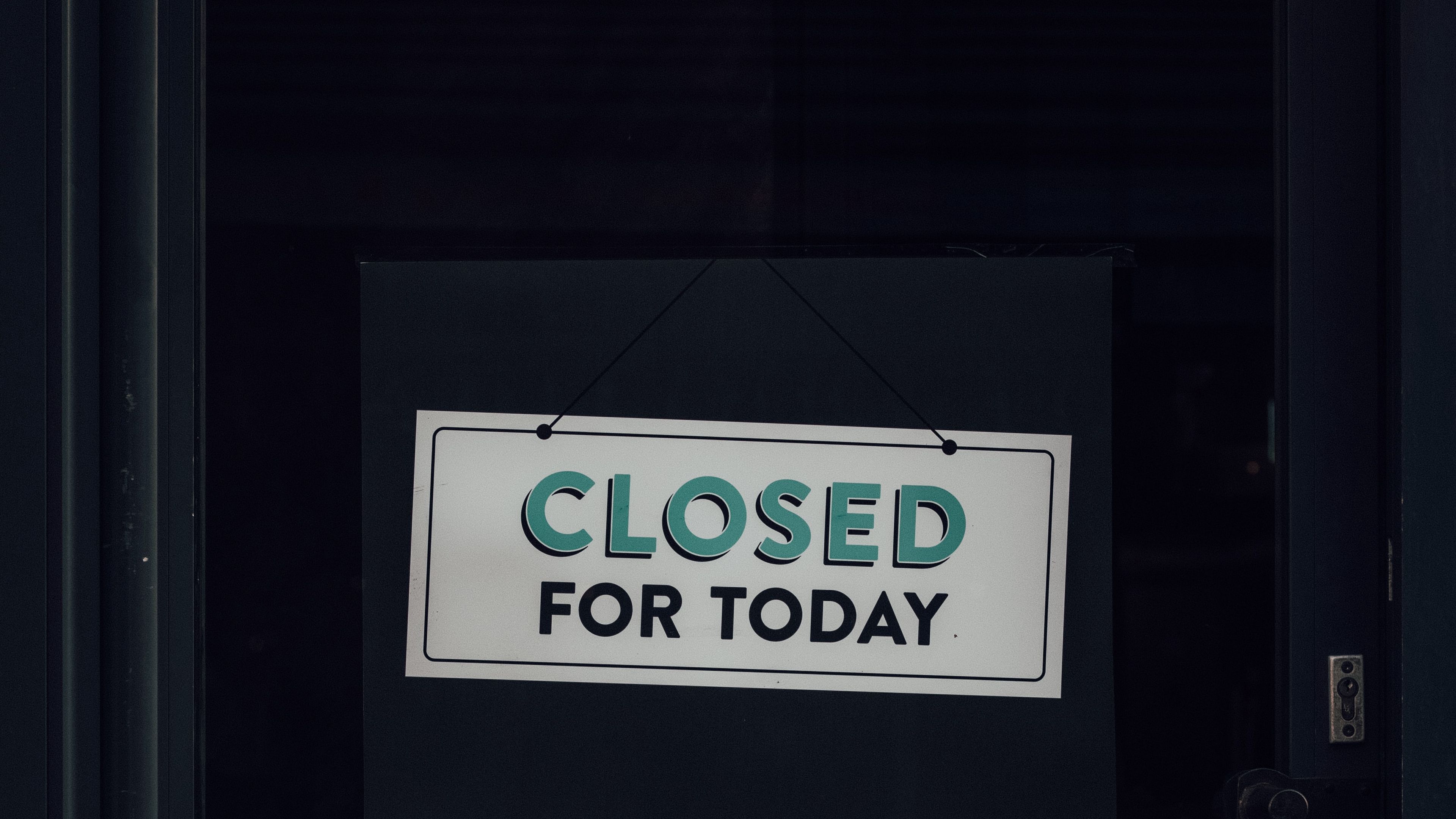 closed, sign, door, inscription, text, 4k, HD Wallpaper