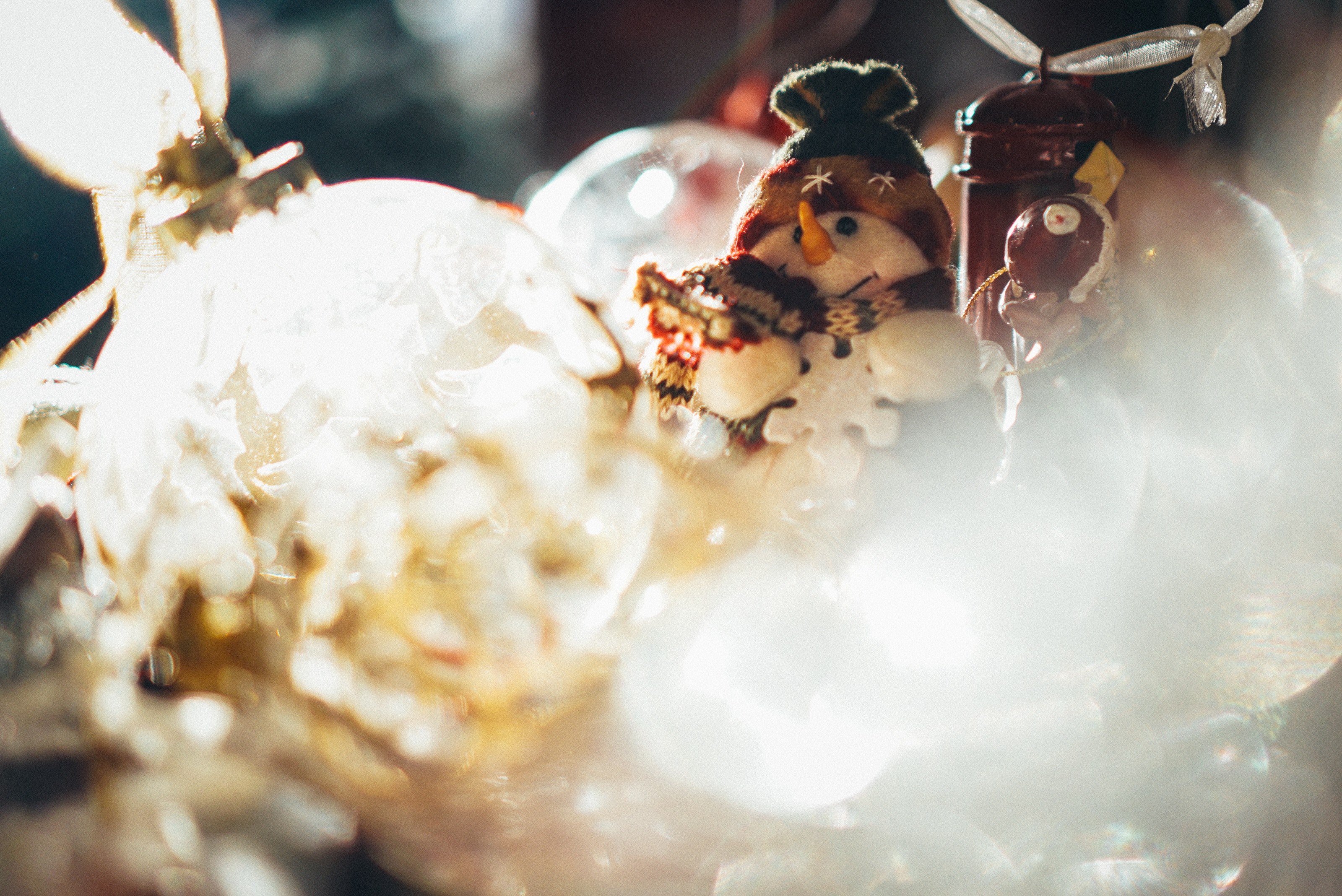 snowman bauble christmas tree and decor 4k, HD Wallpaper