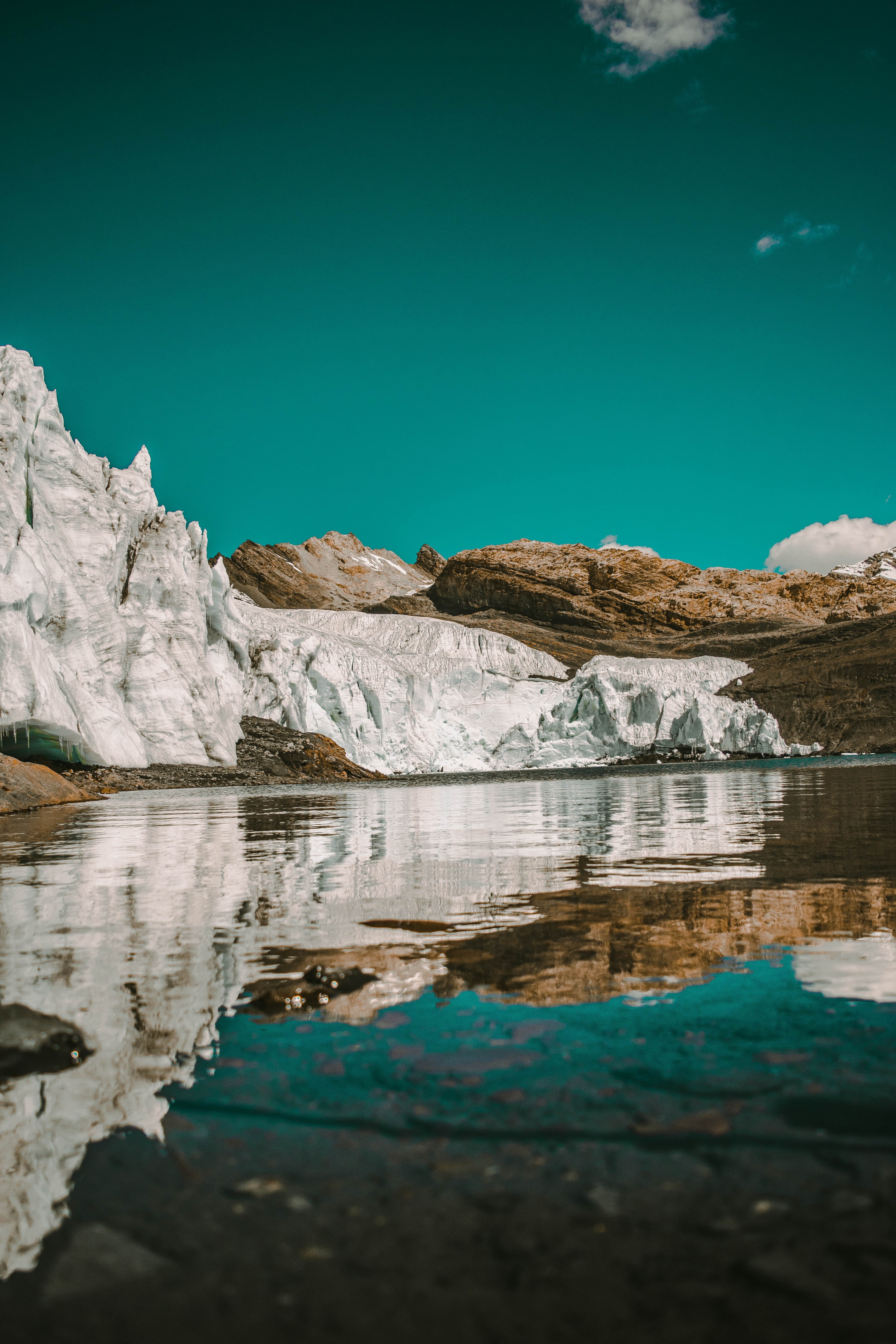 sky blue rock and lake hd, 4k, Phone HD Wallpaper