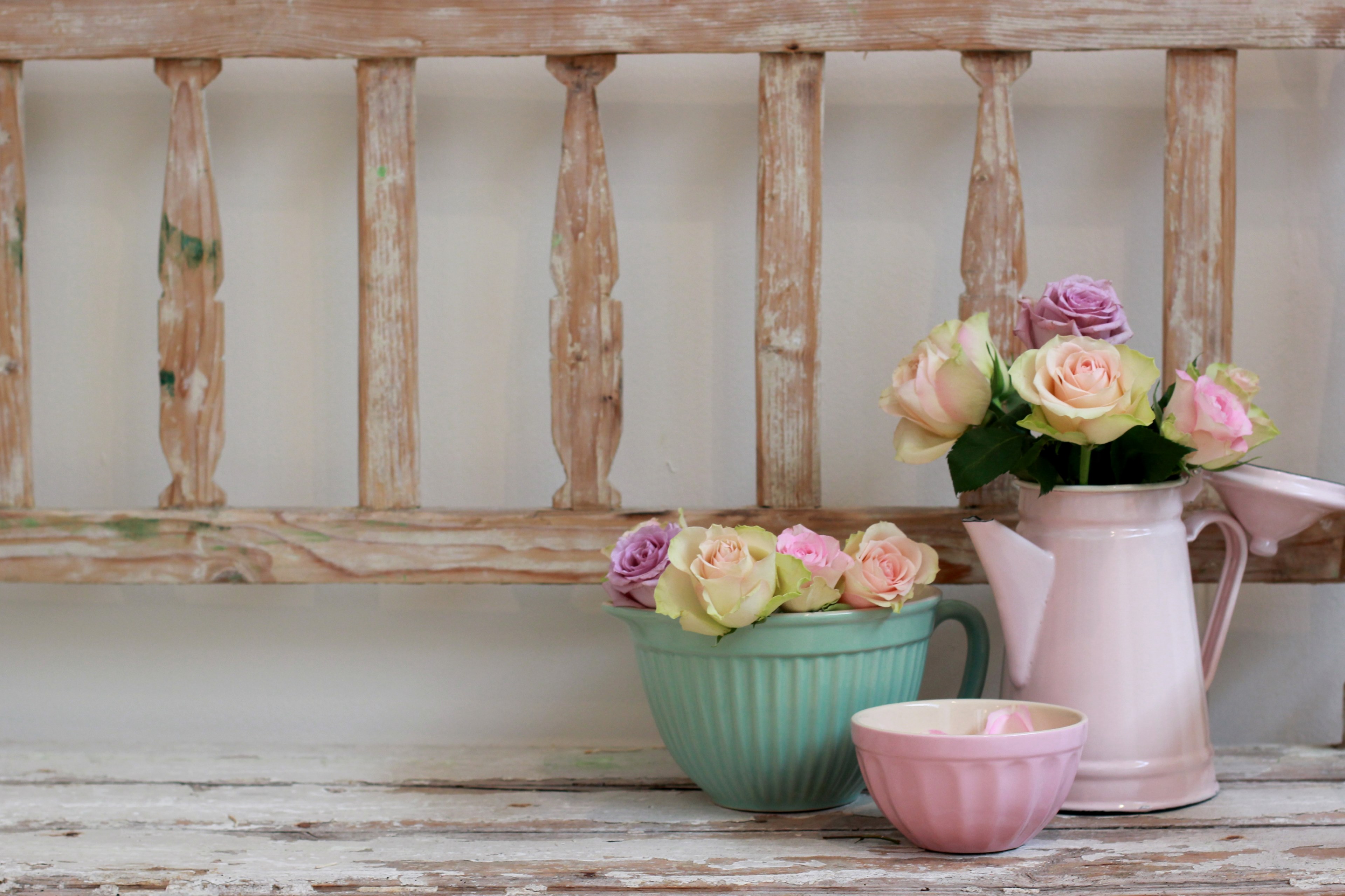 pink pastel kitchen and jug 4k, HD Wallpaper