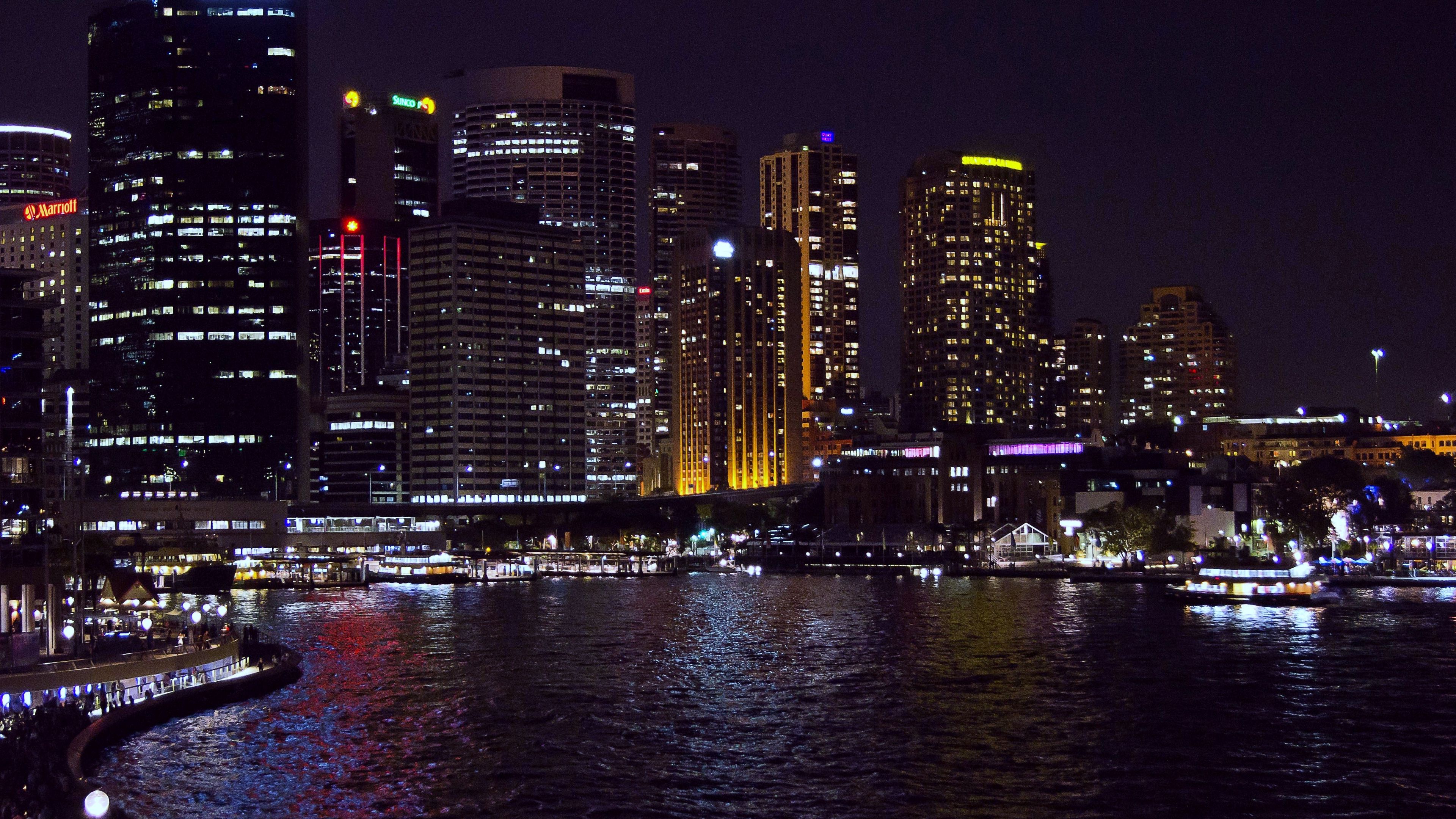sydney, australia, night, 4k, HD Wallpaper