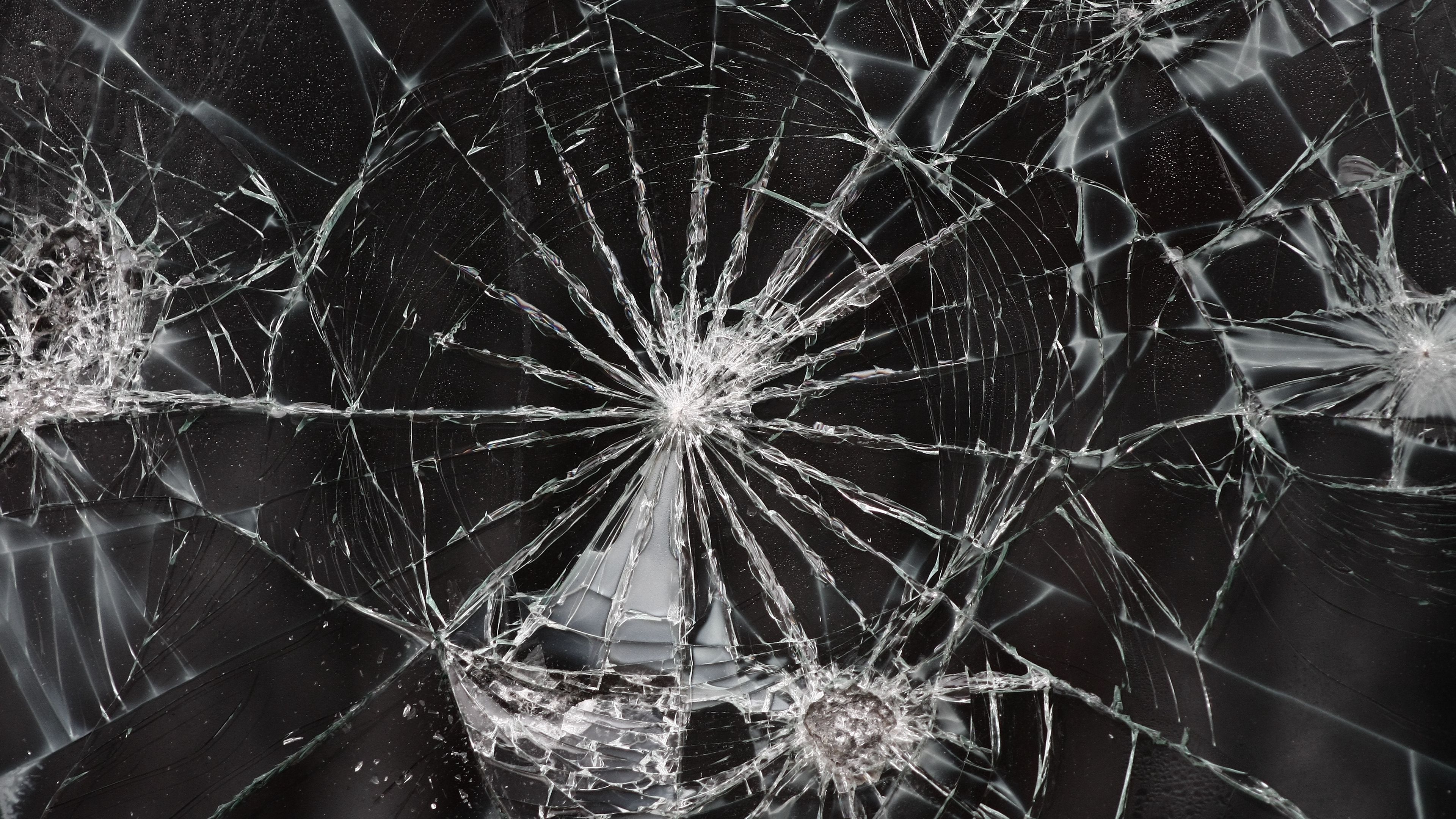 glass, fragments, bw, 4k, HD Wallpaper