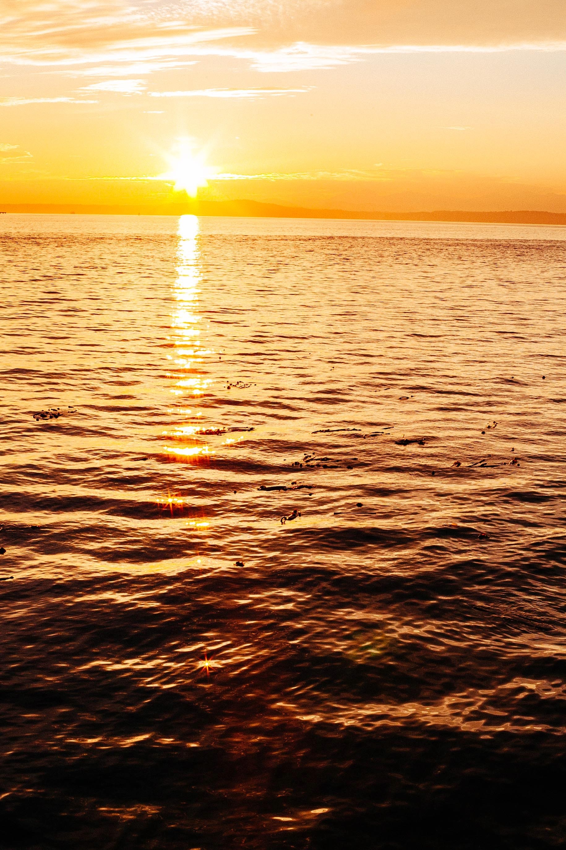 sunset over water in seattle 4k, Phone HD Wallpaper