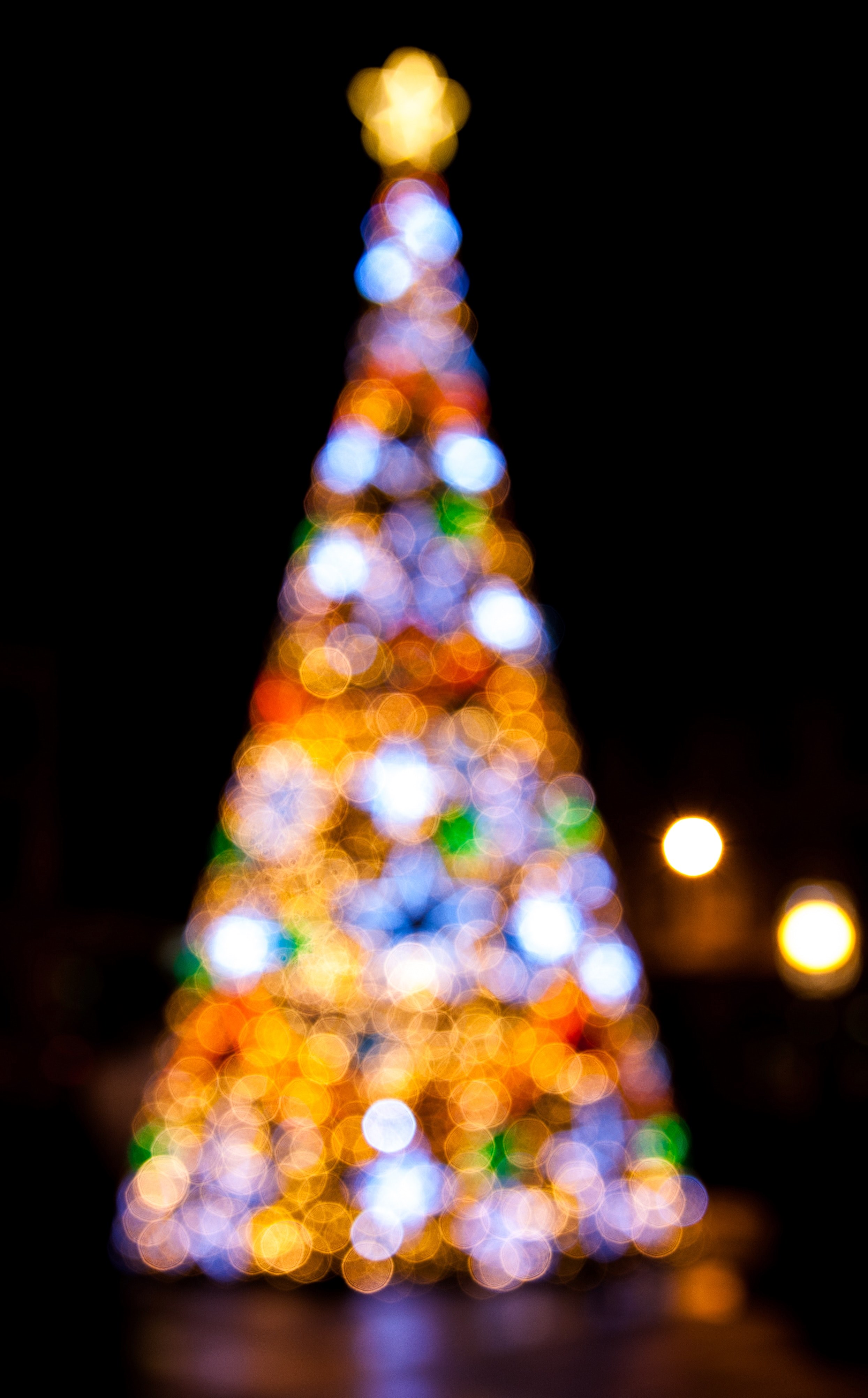 christmas festive tree and bokeh hd, 4k, Phone HD Wallpaper