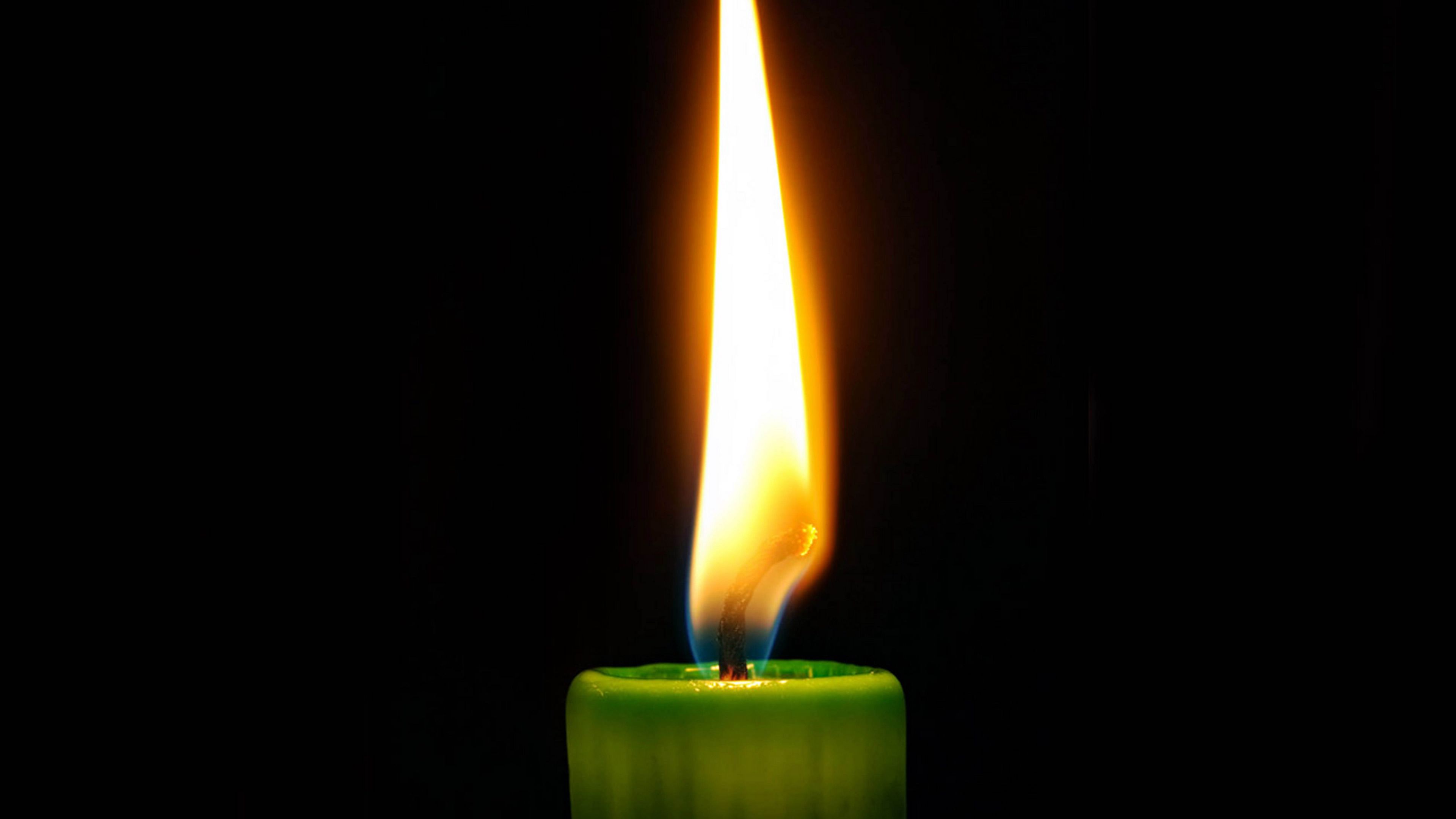 candle, fire, black background, wax, wick, 4k, HD Wallpaper