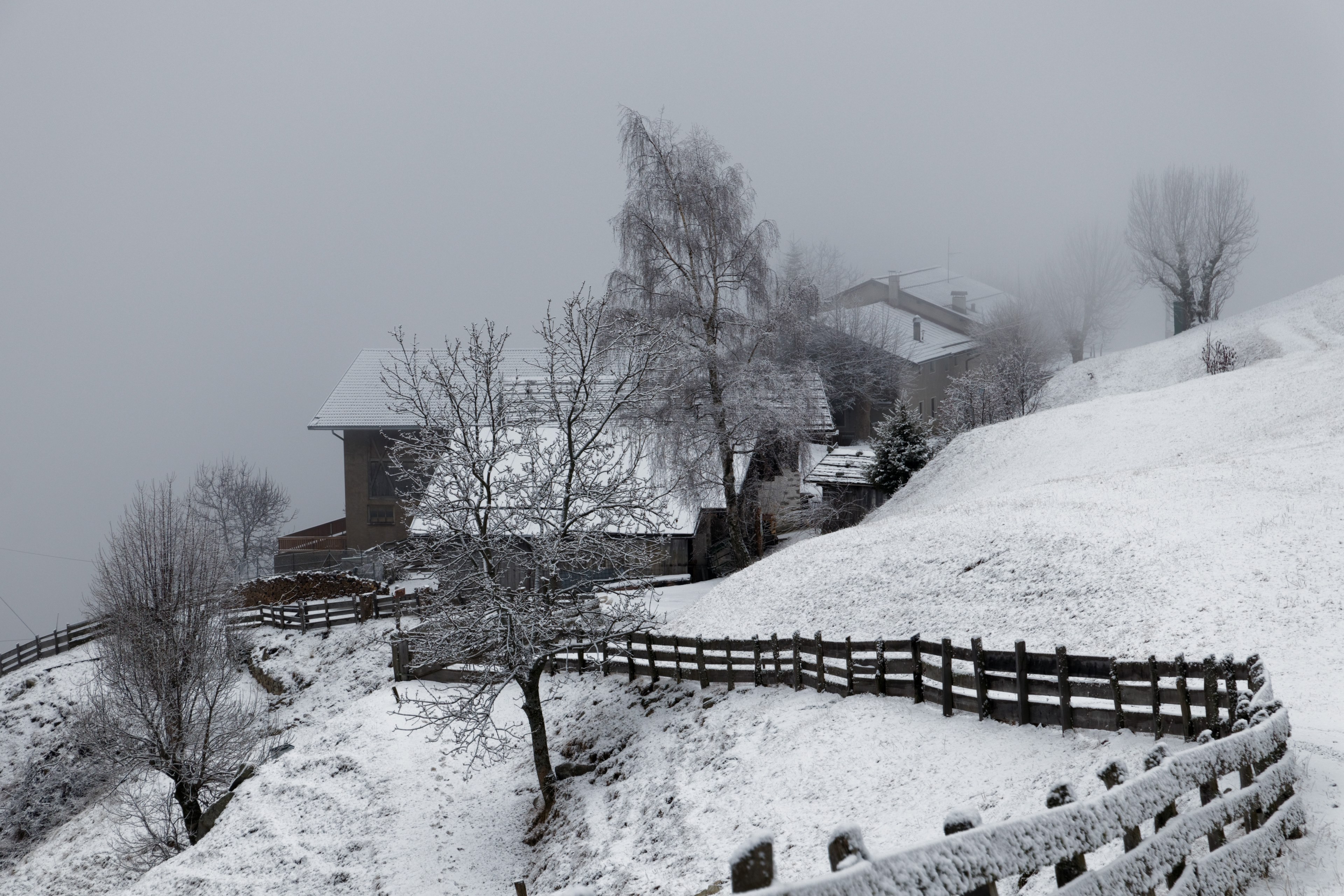 white italy alp and farm 4k, HD Wallpaper