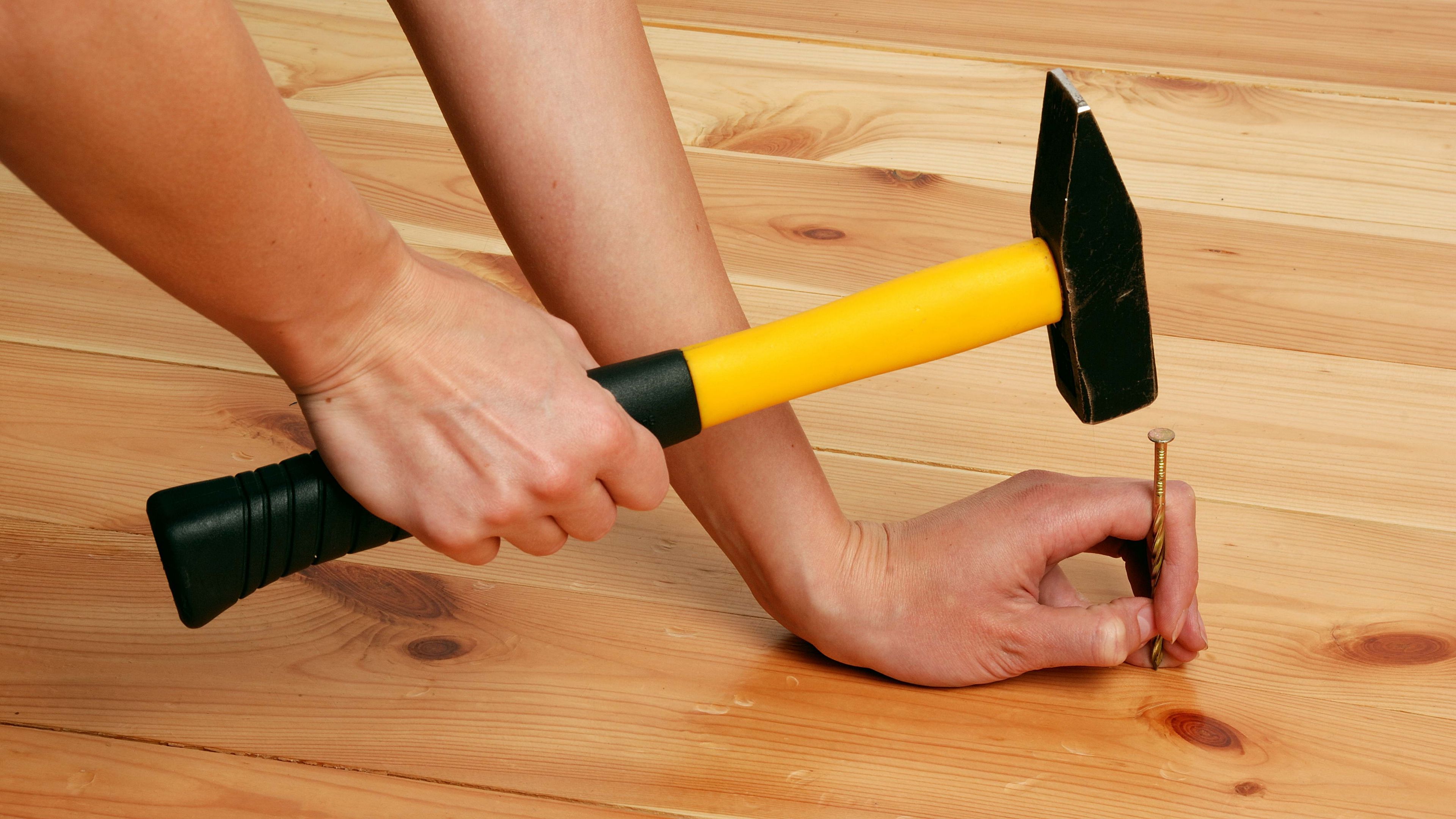 hands, hammer, nail, 4k, HD Wallpaper