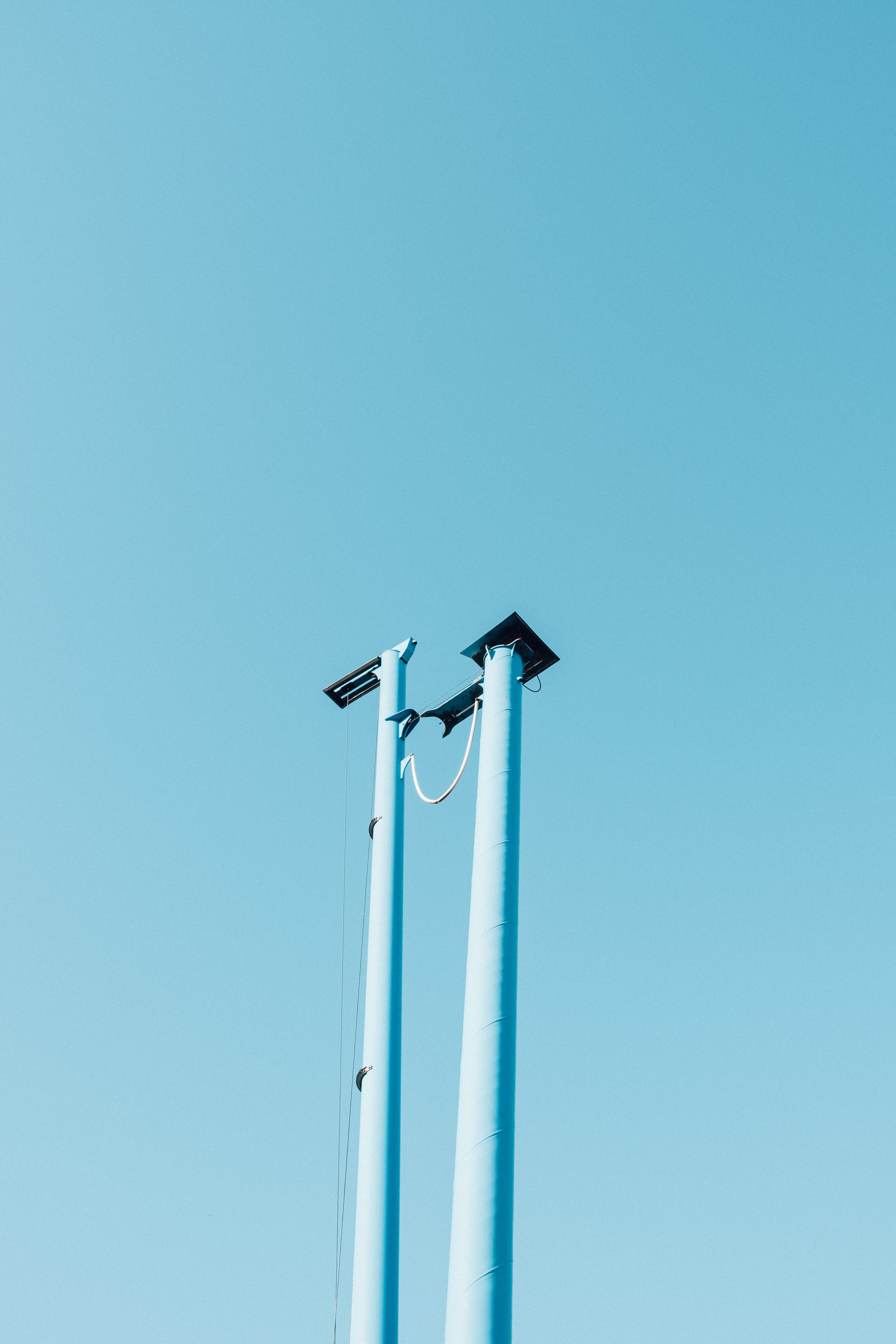 two tall metal poles in the sky, _two metal poles 4k, Phone HD Wallpaper