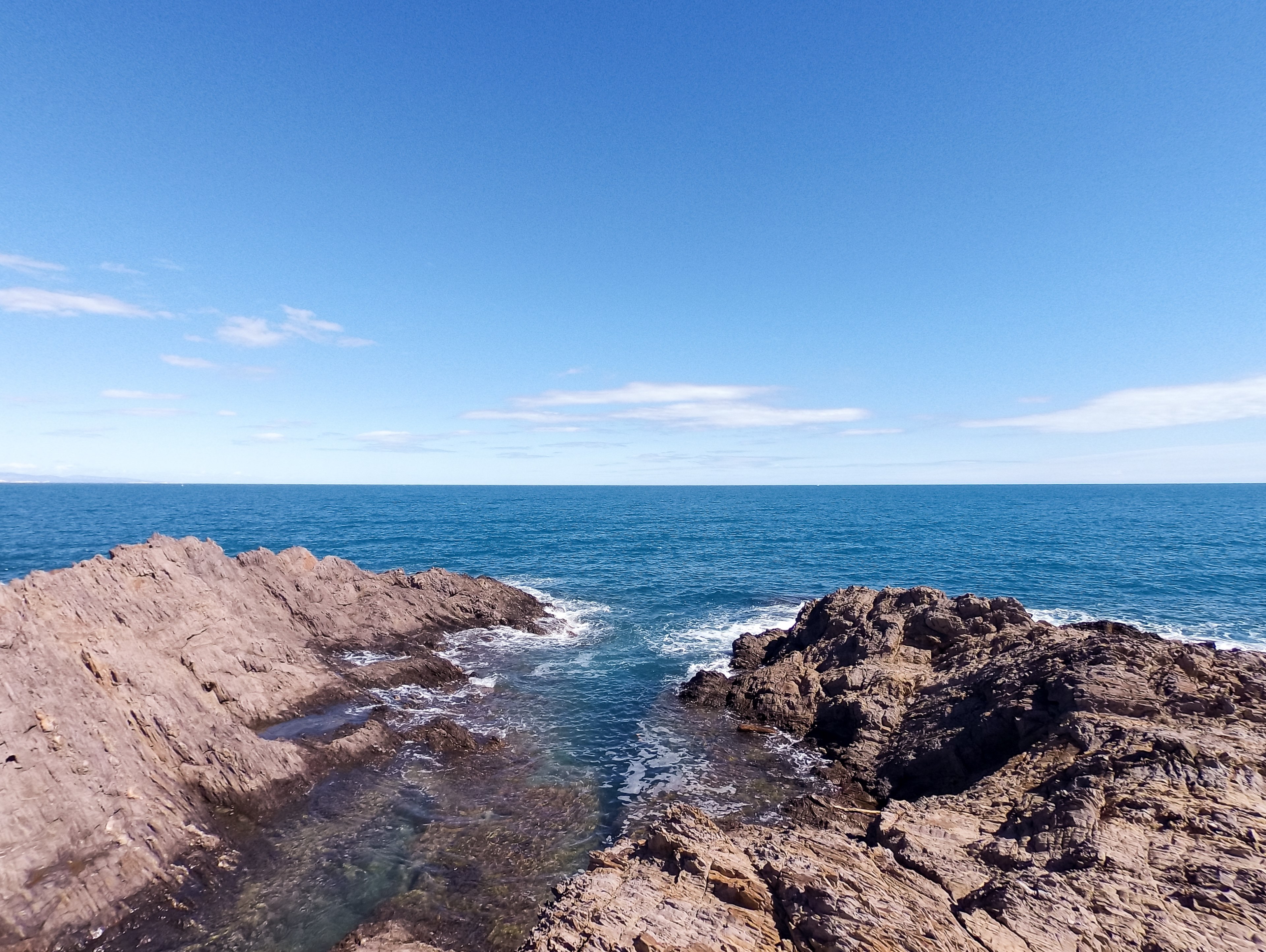 coastal rocks and the sea collioure languedoc roussillon france, sea in france 4k, HD Wallpaper