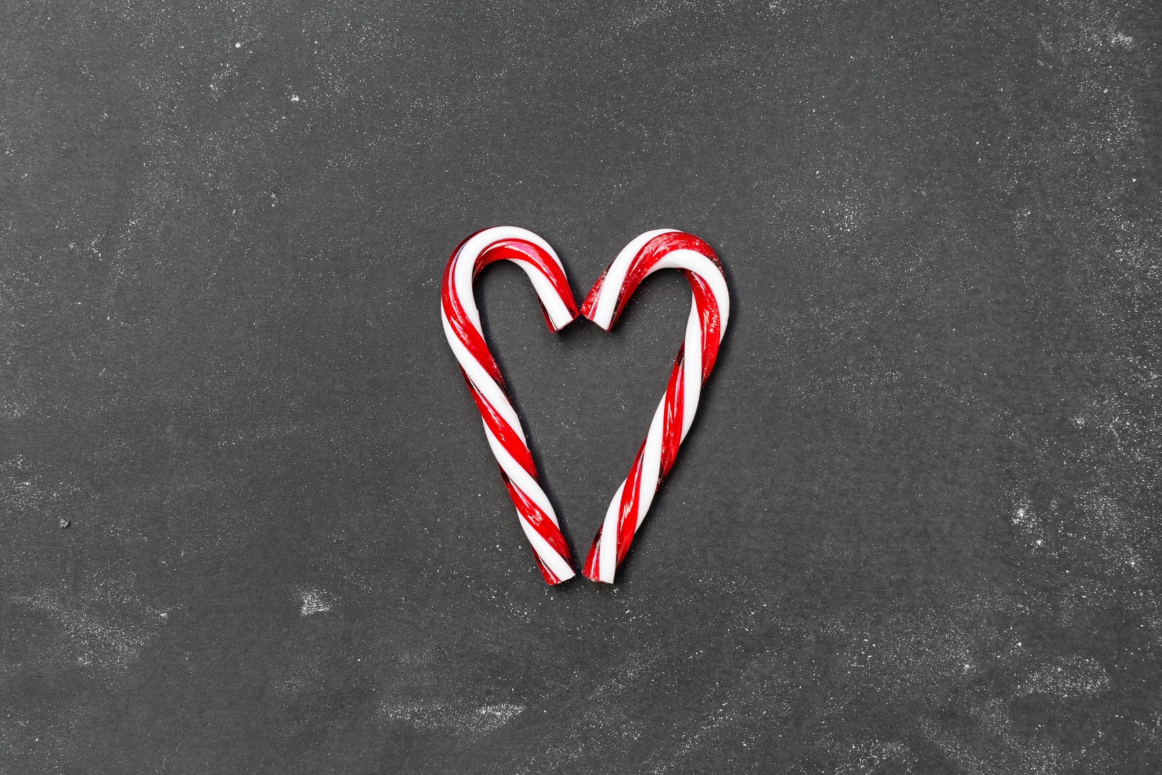 heart candy cane candy and christmas 4k, HD Wallpaper