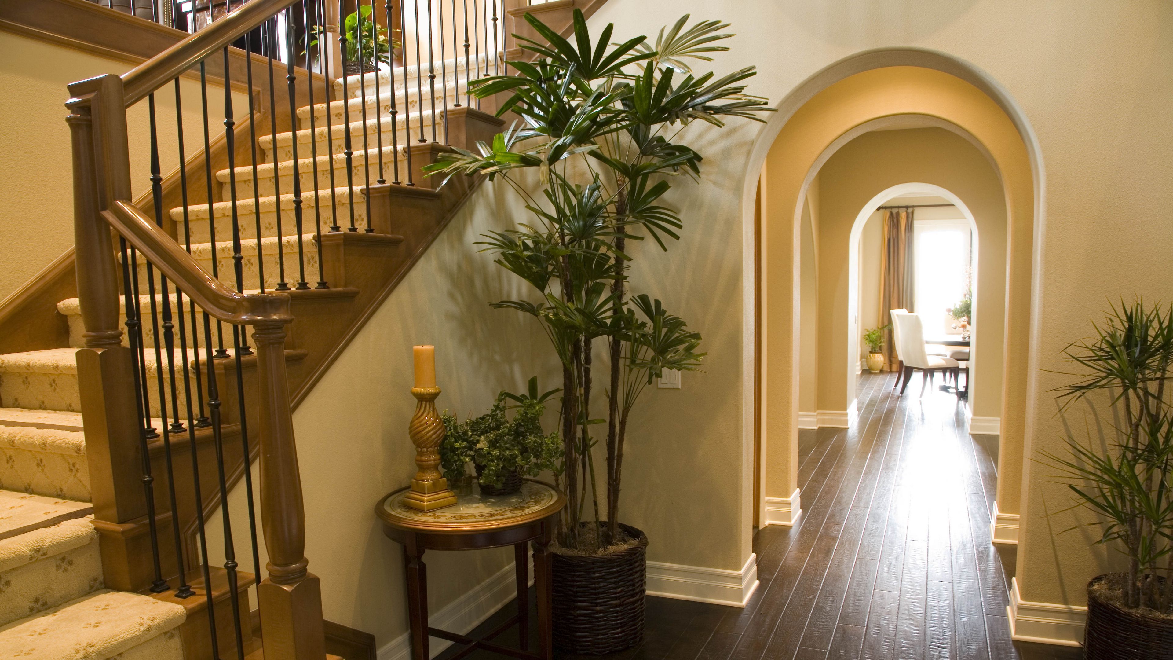 corridor, arches, home, stairs, 4k, HD Wallpaper