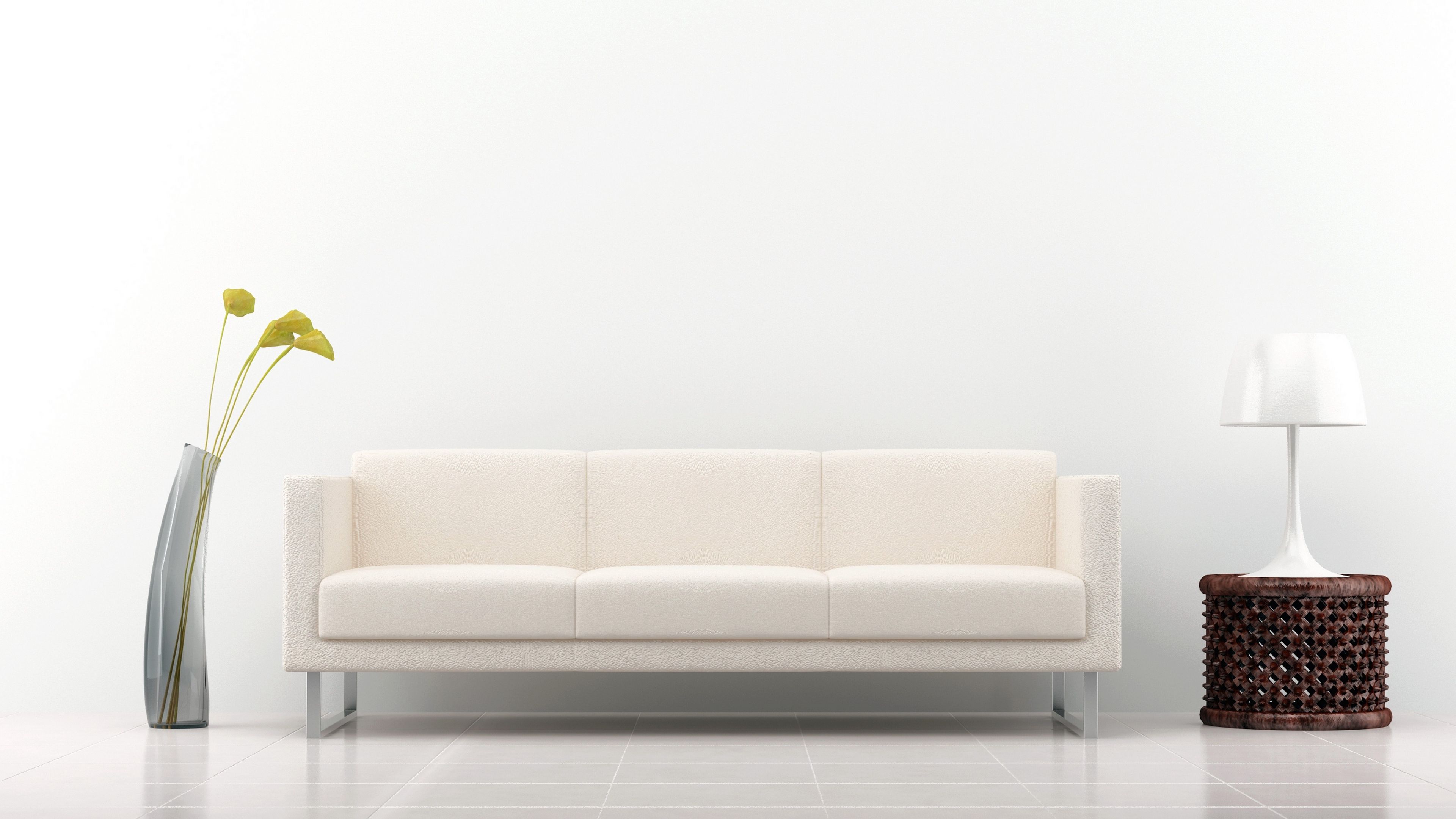 sofa, decoration, interior, vase, lamp, white background, 4k, HD Wallpaper
