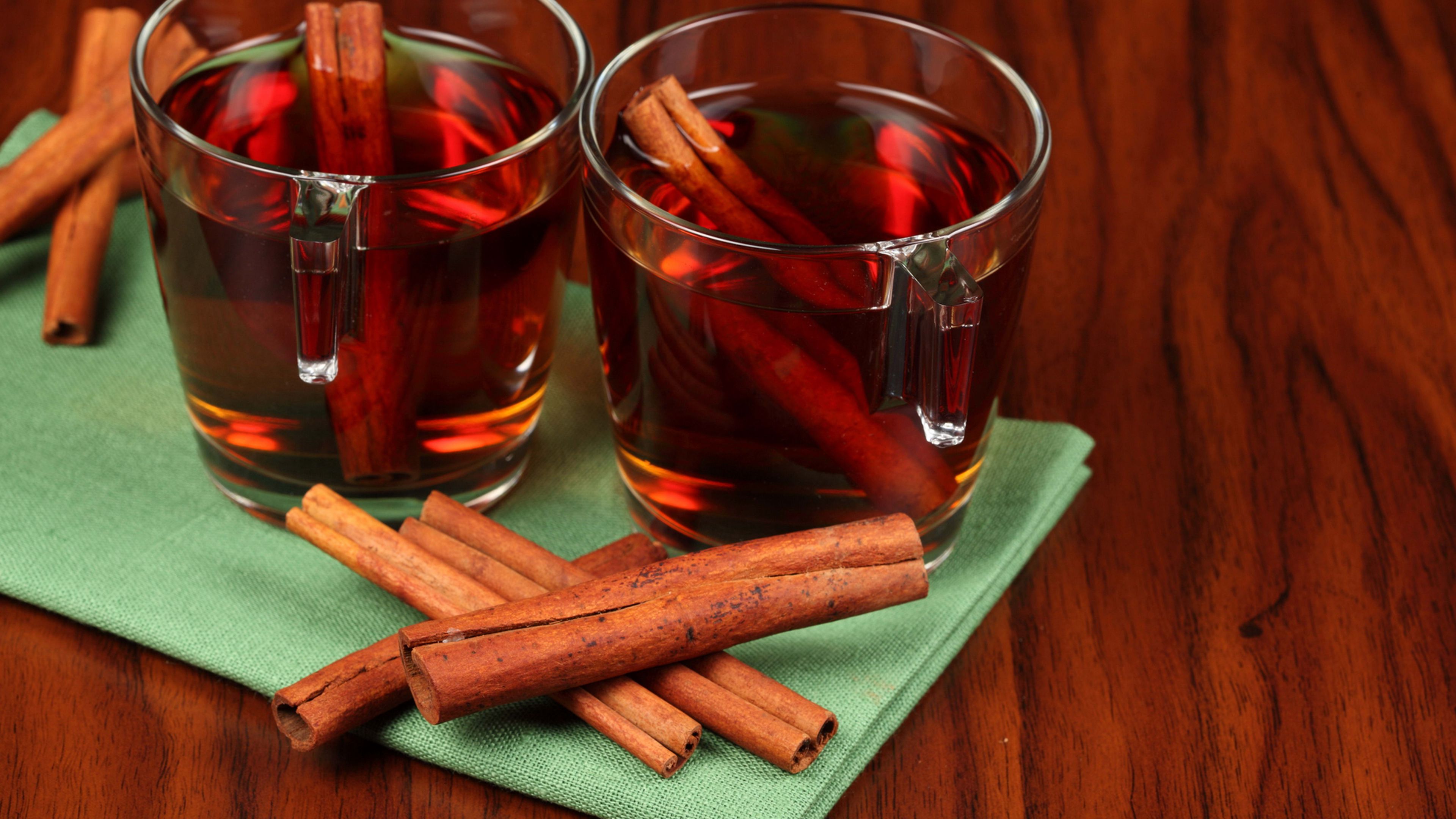 tea, cinnamon, cups, napkin, 4k, HD Wallpaper