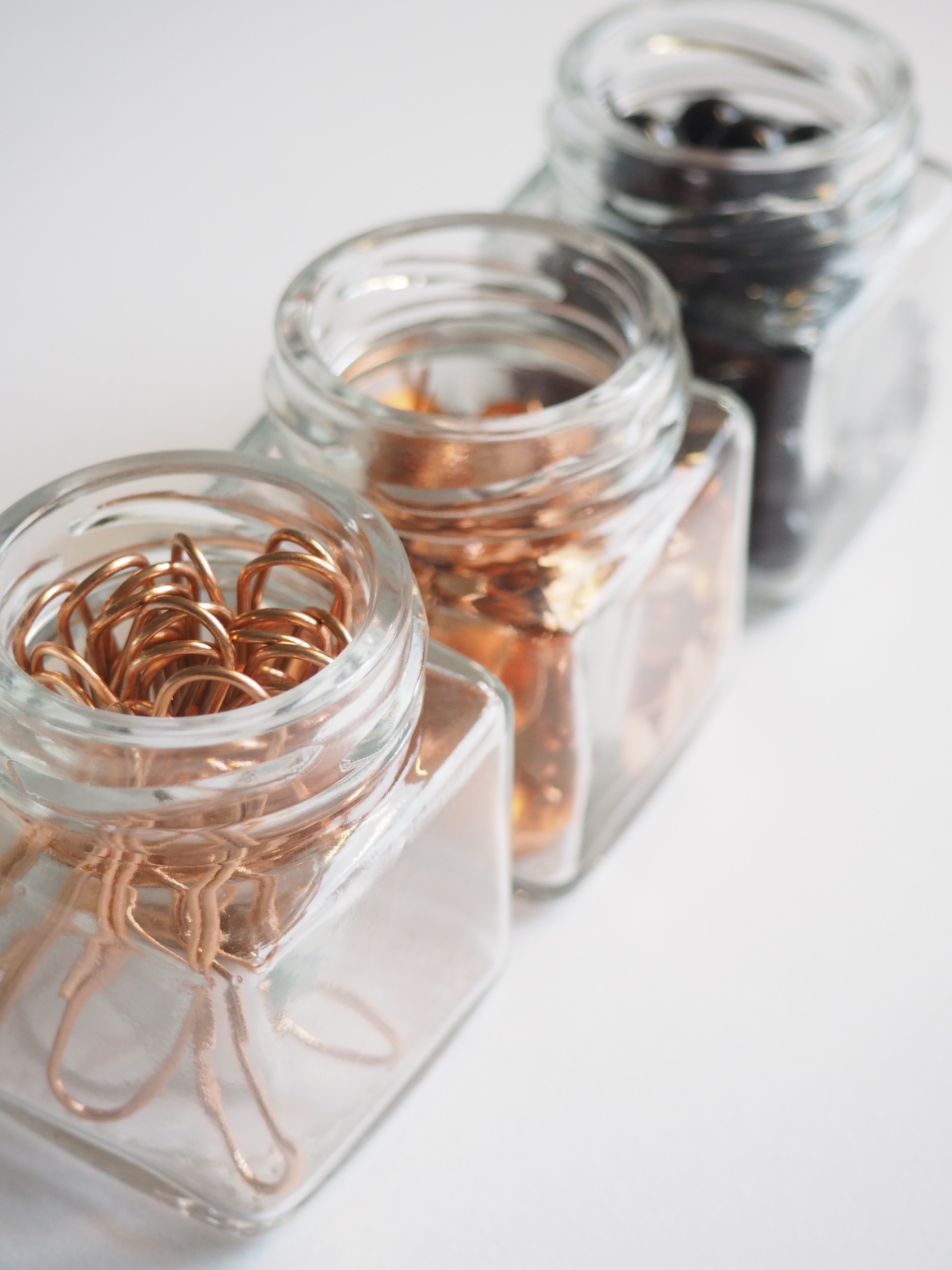 jar glass copper and stationery hd, 4k, Phone HD Wallpaper