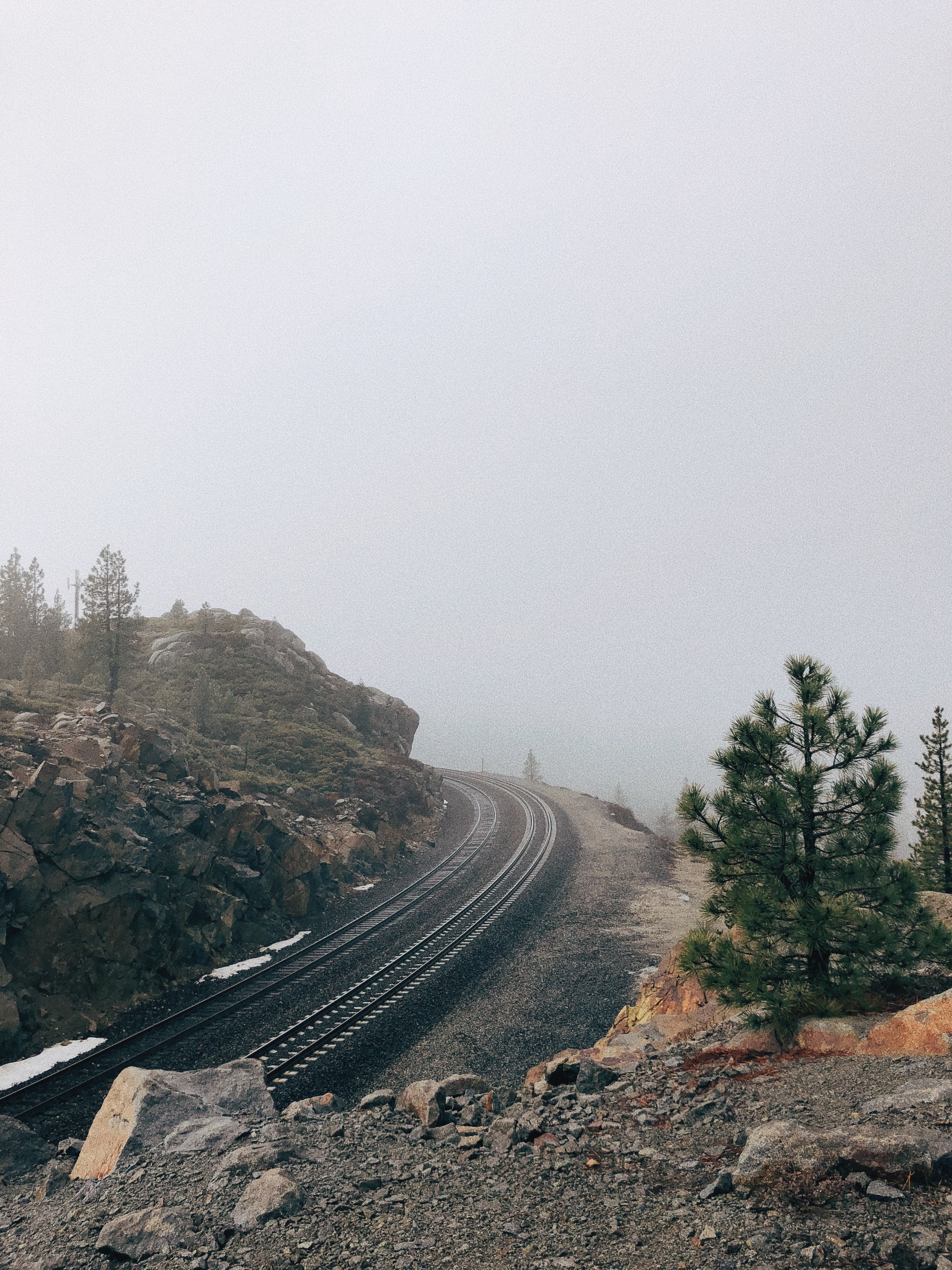 tree mountain railroad and railway hd, 4k, Phone HD Wallpaper