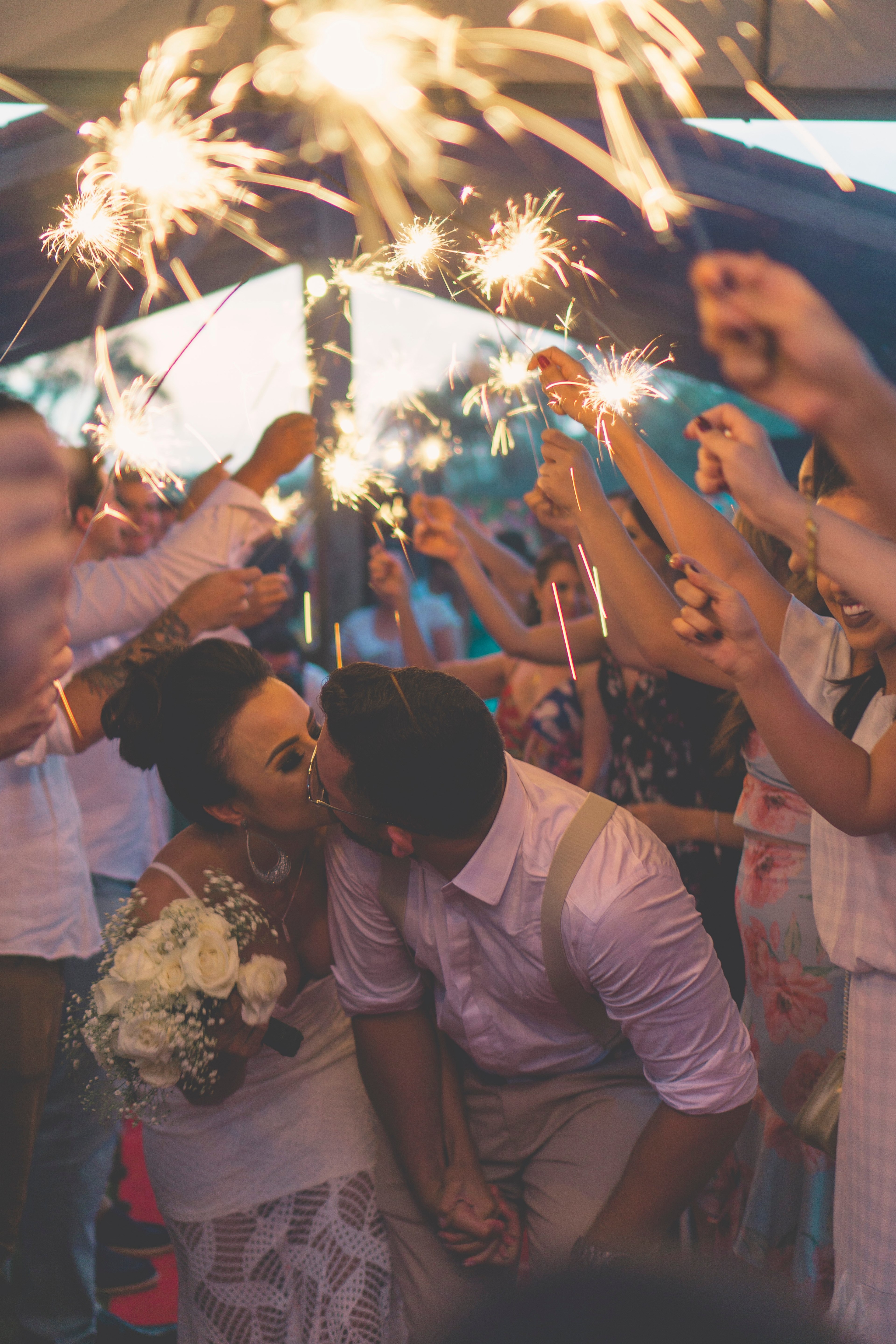 firework sparklers spark and couple hd, 4k, Phone HD Wallpaper
